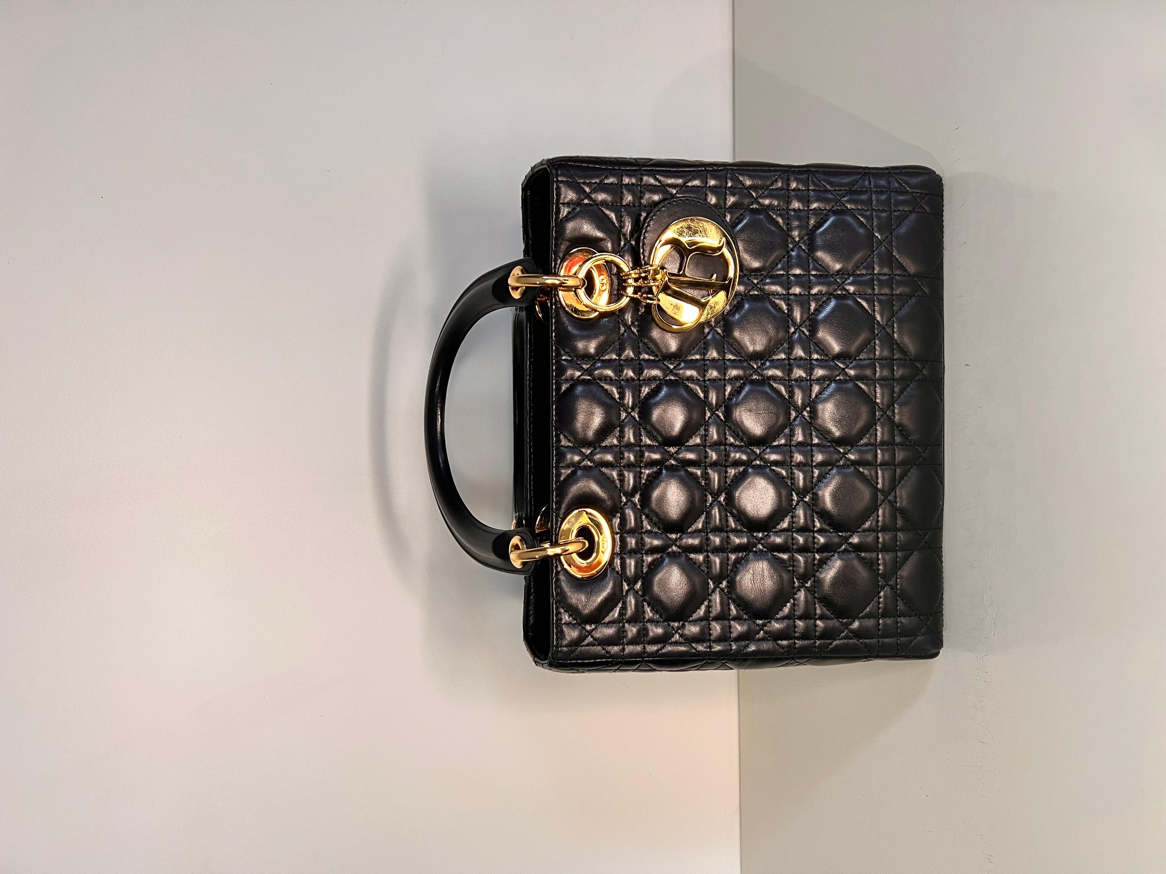 Lady DIOR quilted handbag with gold hardware, famously worn by Princess Diana  7