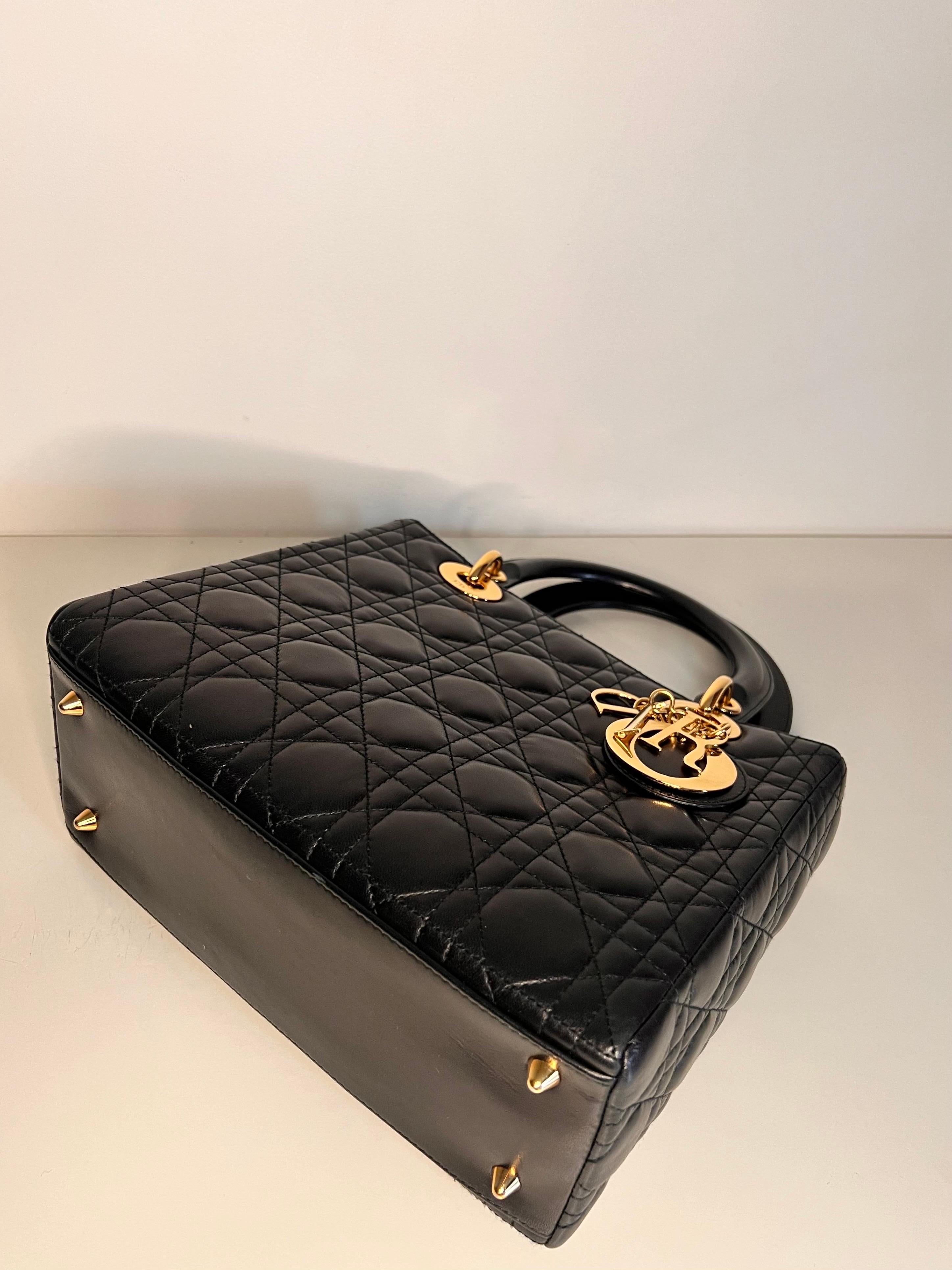 Lady DIOR quilted handbag with gold hardware, famously worn by Princess Diana  9