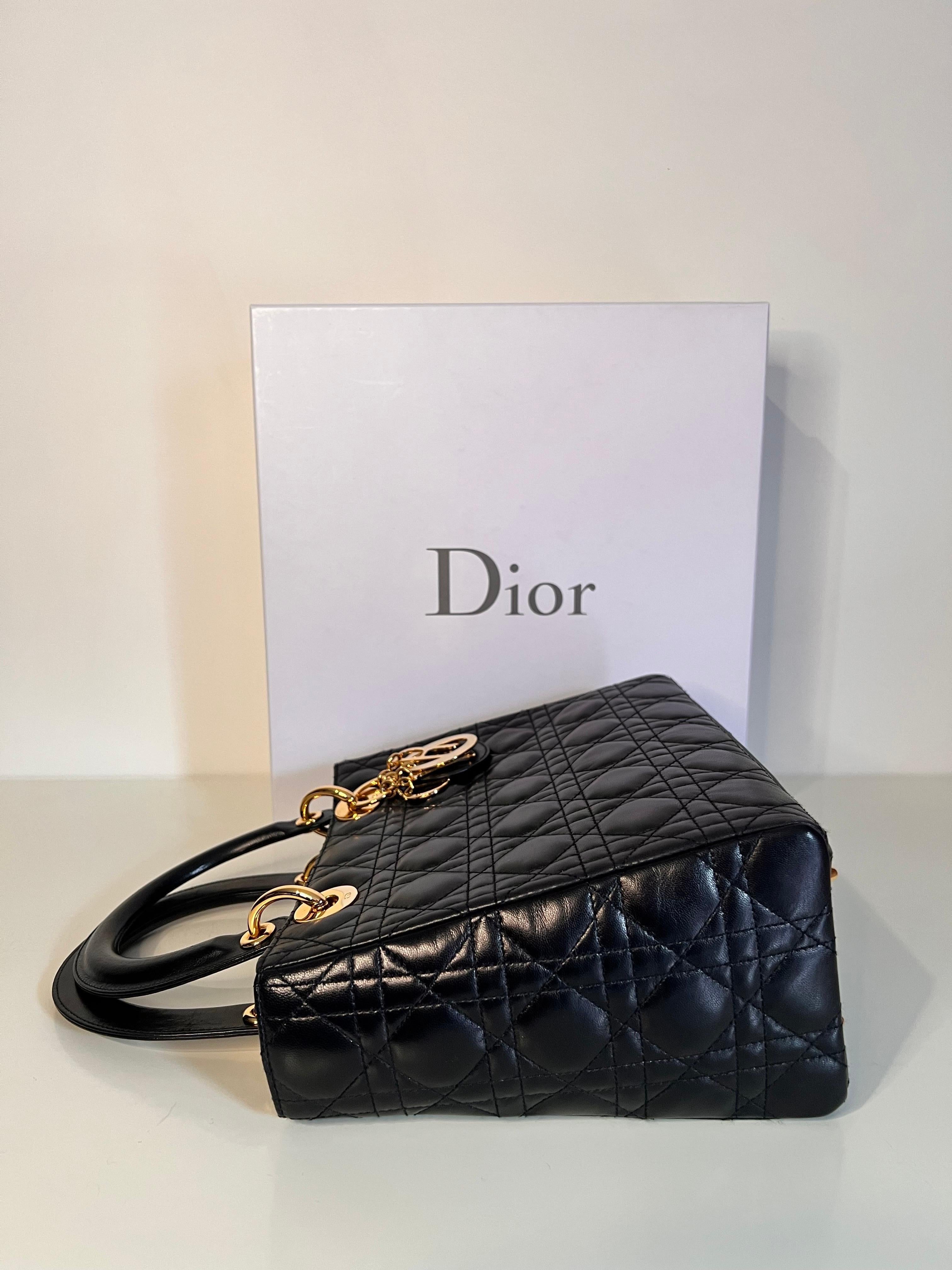 Lady DIOR quilted handbag with gold hardware, famously worn by Princess Diana  In Good Condition In COLLINGWOOD, AU