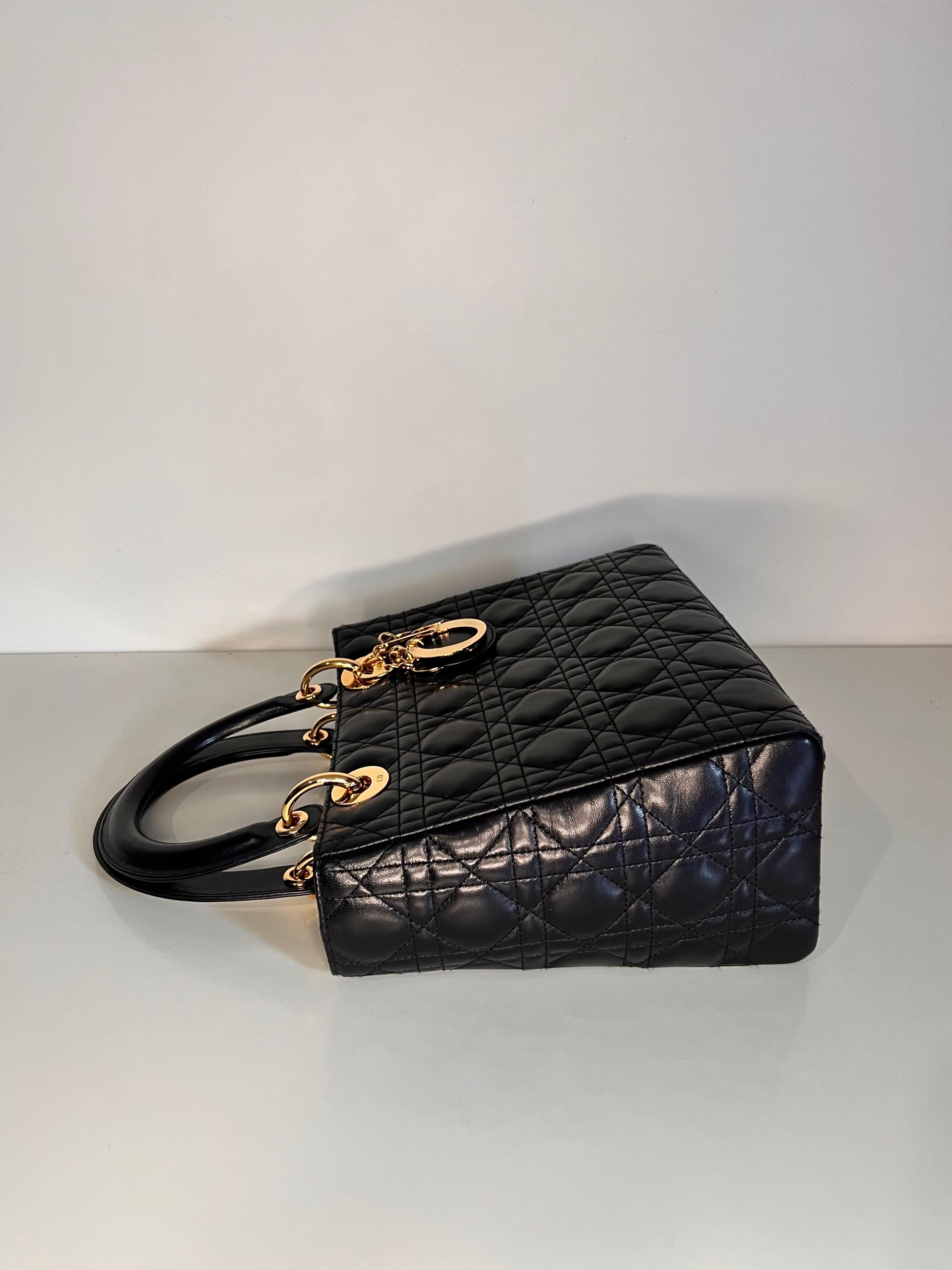 Lady DIOR quilted handbag with gold hardware, famously worn by Princess Diana  2