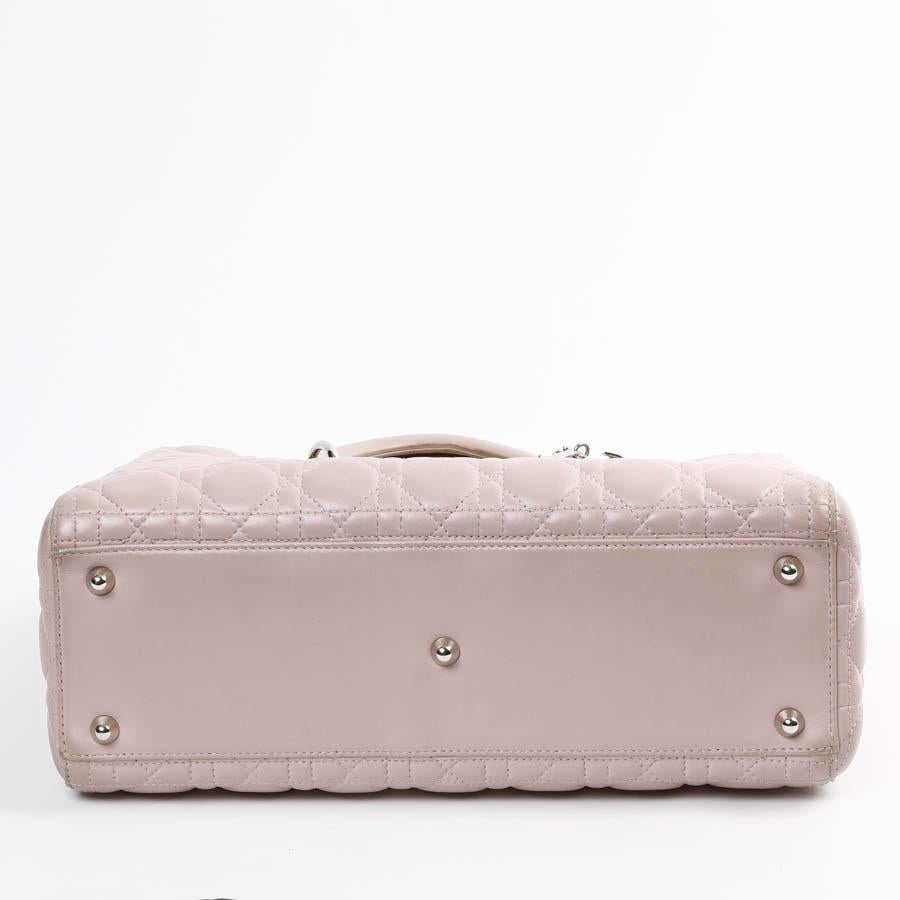 Beige Lady Dior Quilted Purple Leather Bag