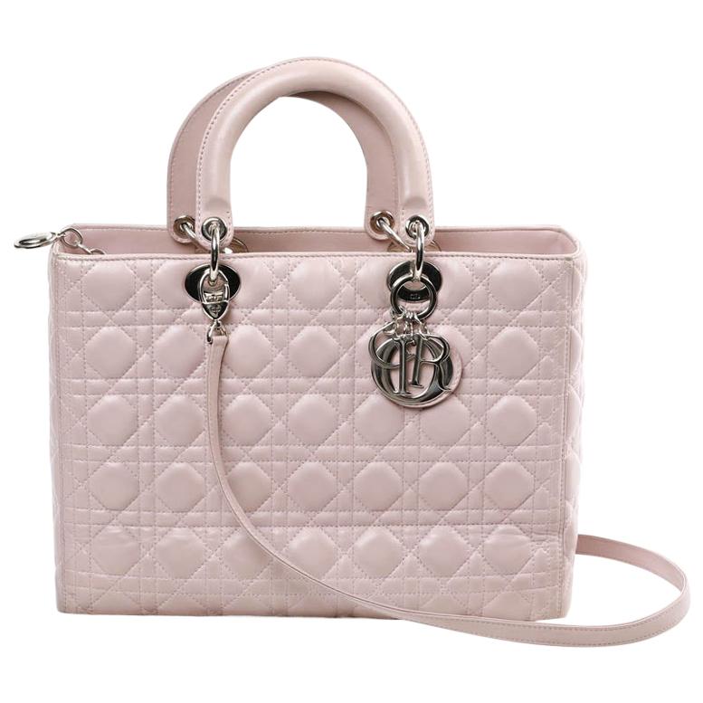 Lady Dior Quilted Purple Leather Bag 