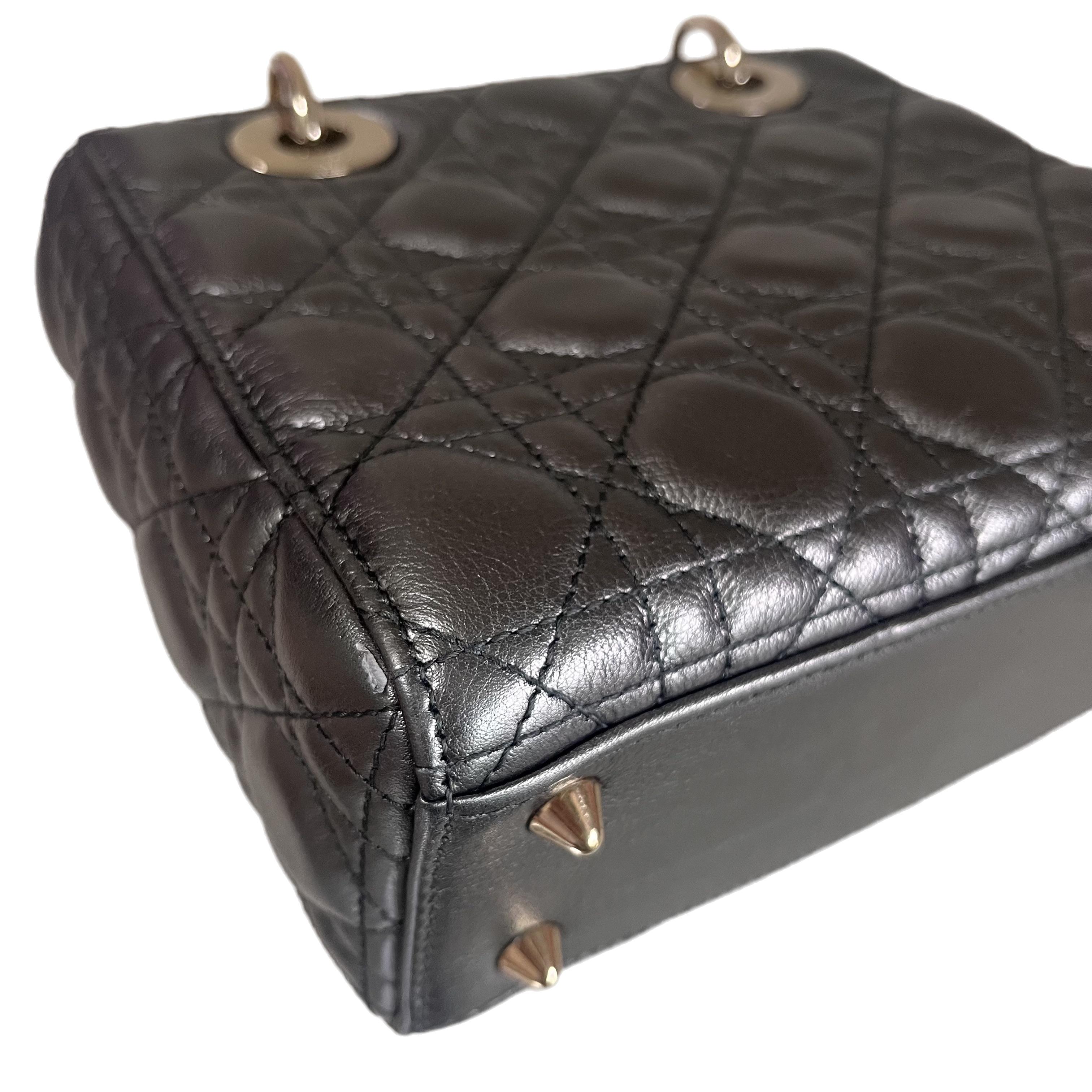 Lady Dior Small ABCdior Gunmetal Grey Cannage Lambskin Handbag with ABC Strap 6