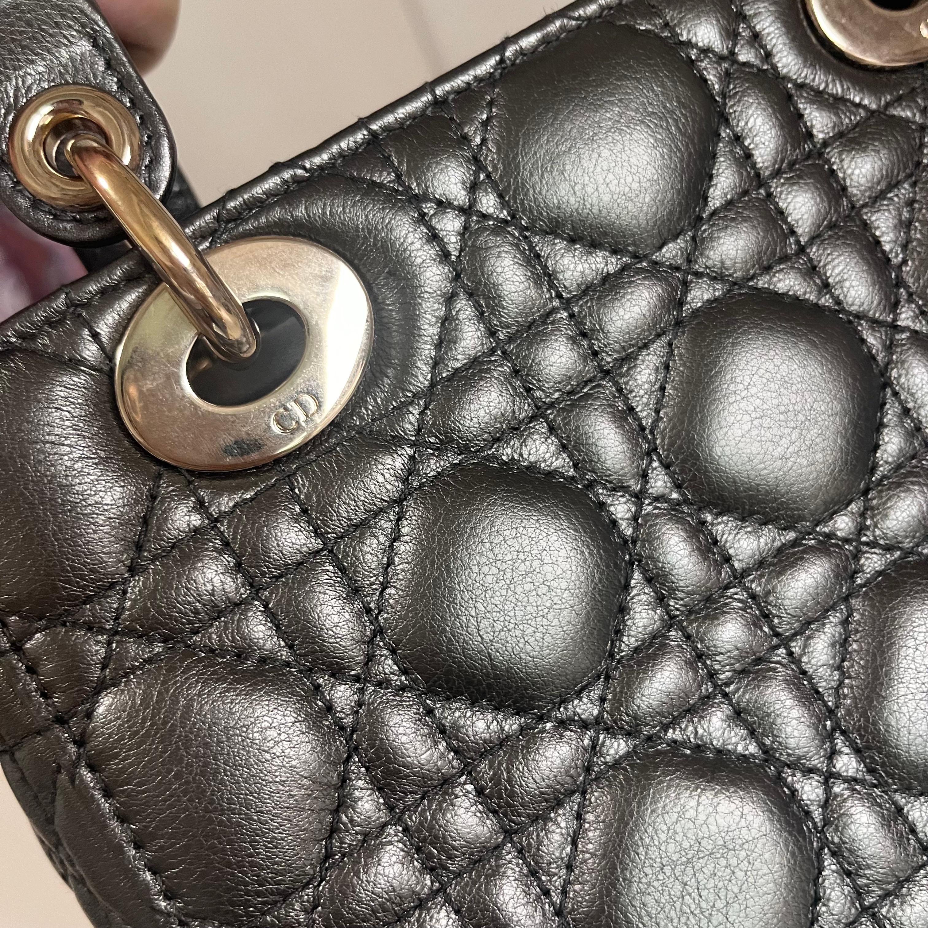 Lady Dior Small ABCdior Gunmetal Grey Cannage Lambskin Handbag with ABC Strap 7