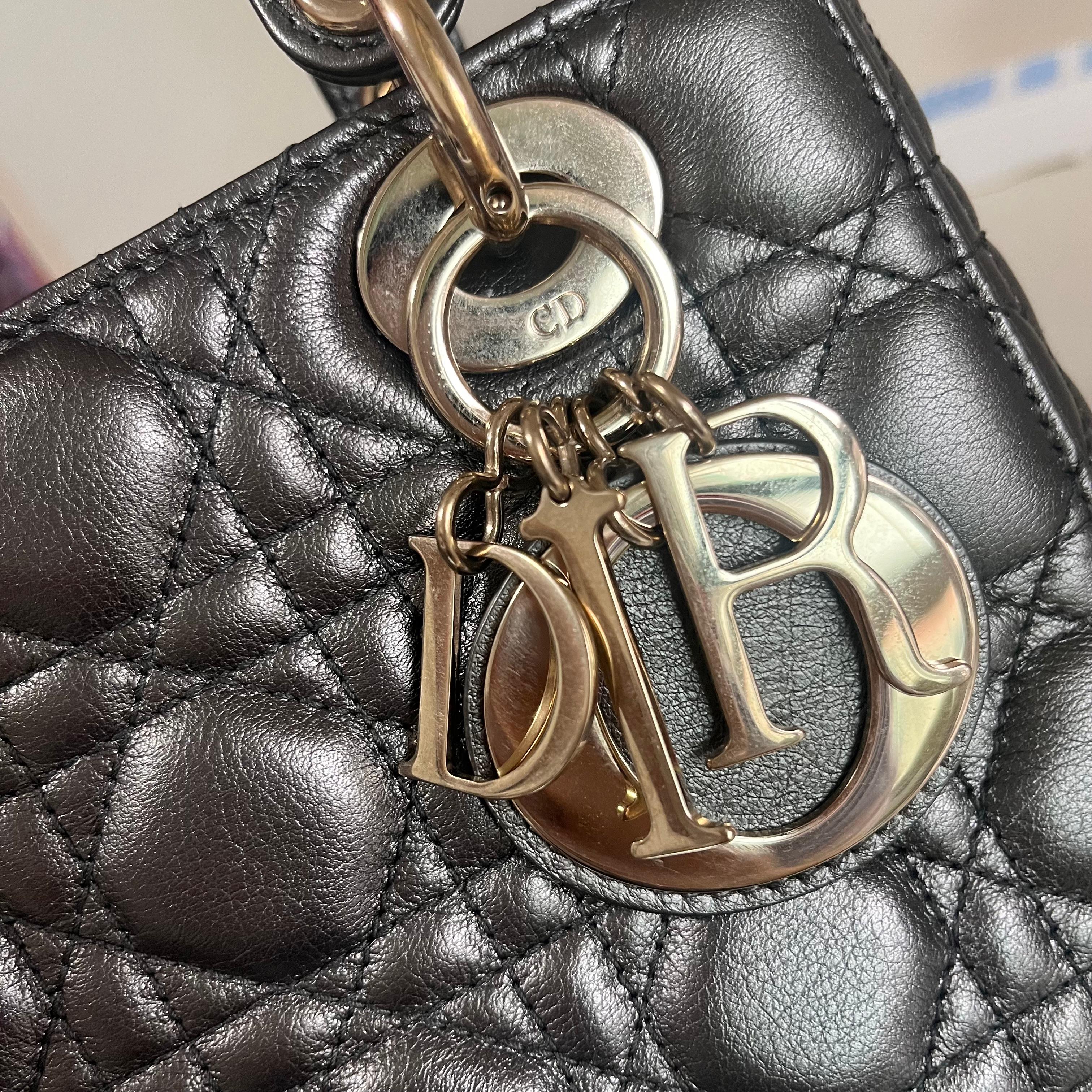 Lady Dior Small ABCdior Gunmetal Grey Cannage Lambskin Handbag with ABC Strap 8