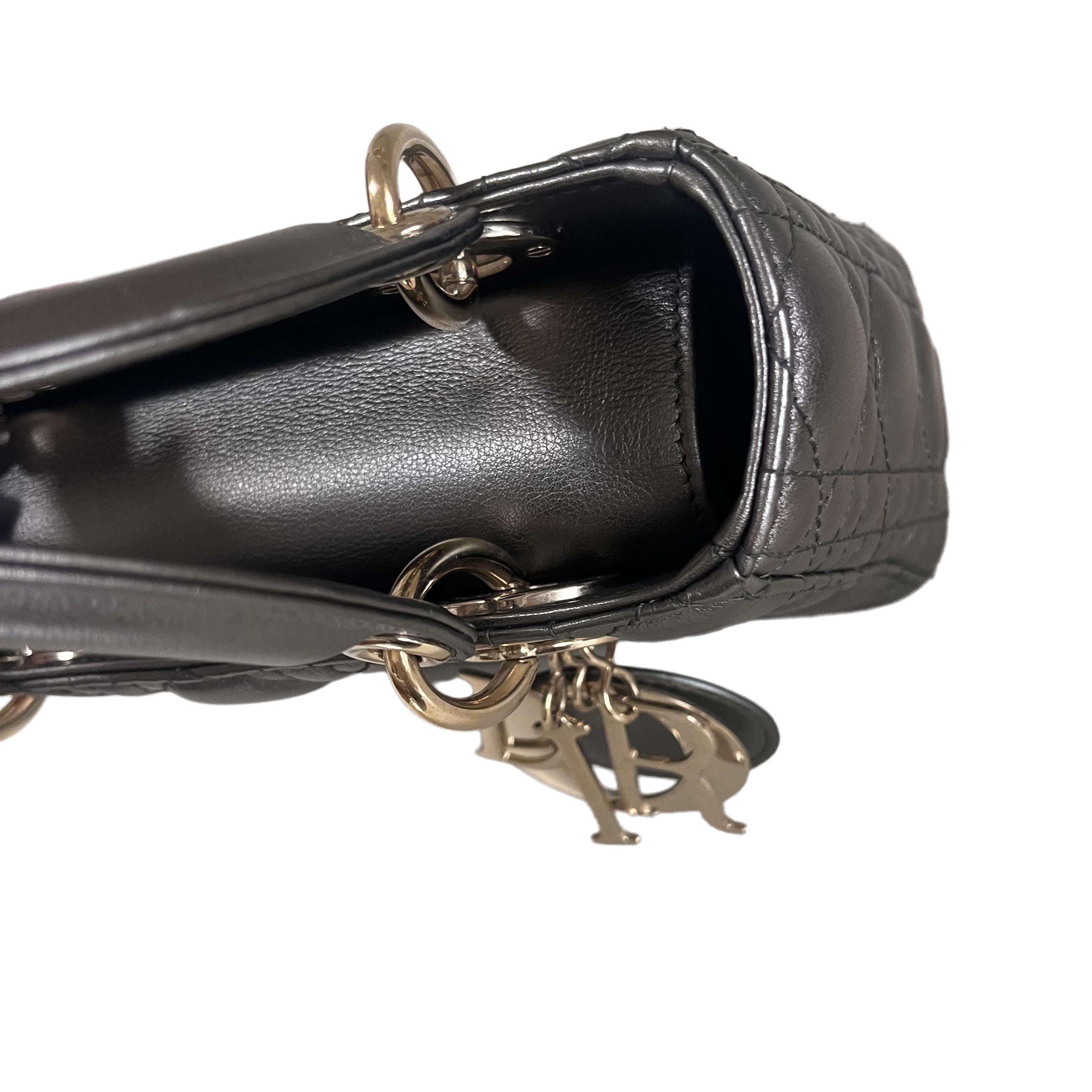 Lady Dior Small ABCdior Gunmetal Grey Cannage Lambskin Handbag with ABC Strap 9