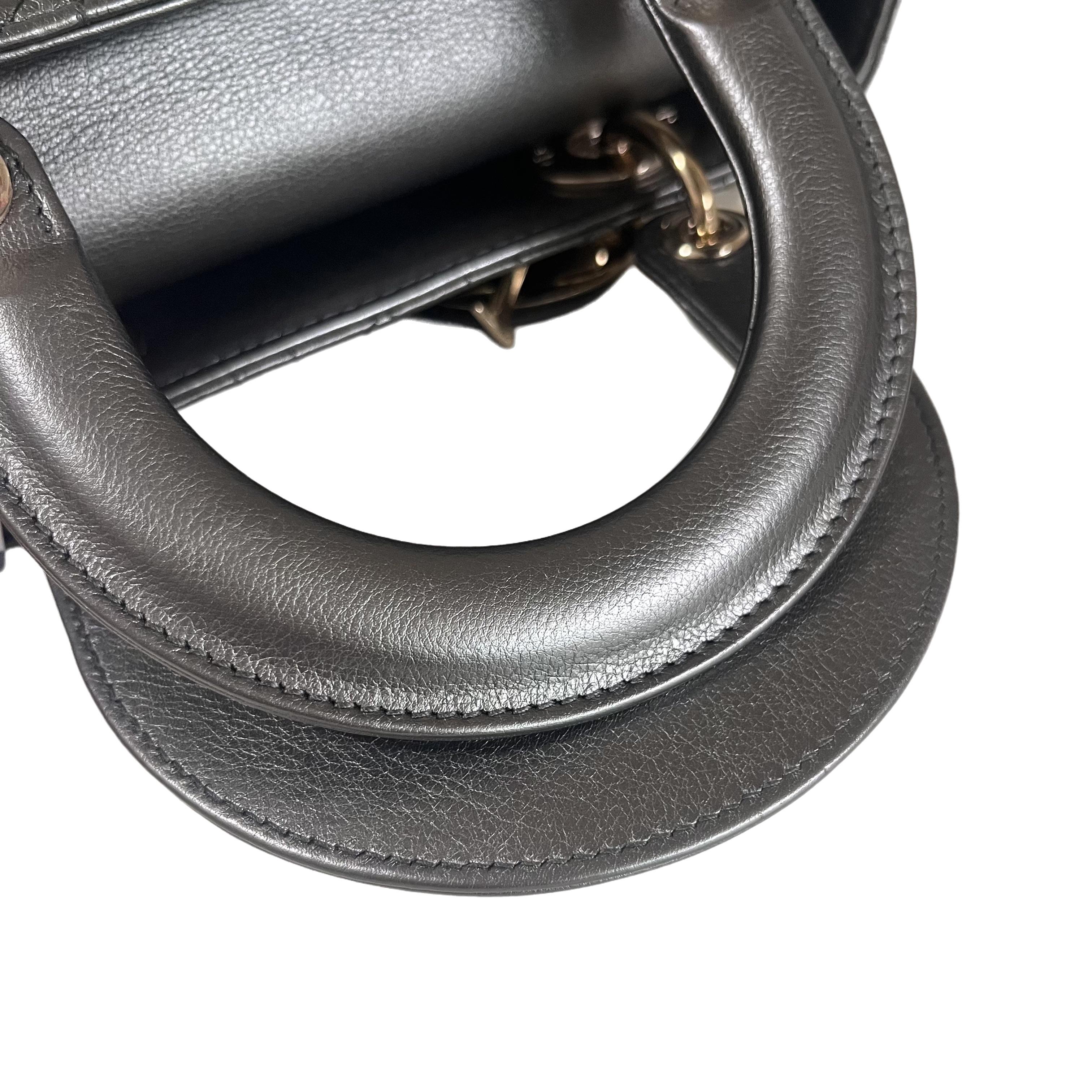 Lady Dior Small ABCdior Gunmetal Grey Cannage Lambskin Handbag with ABC Strap 10