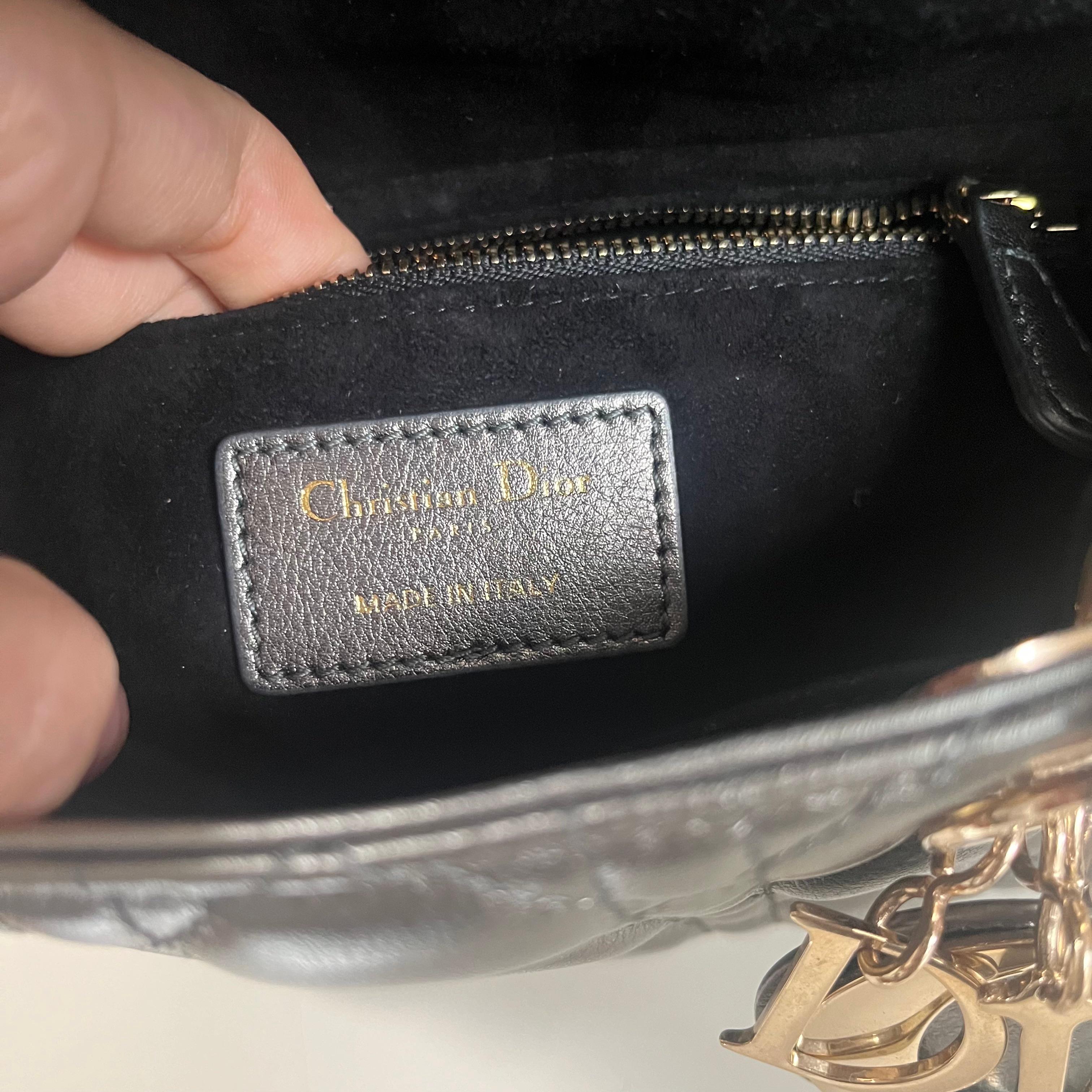 Lady Dior Small ABCdior Gunmetal Grey Cannage Lambskin Handbag with ABC Strap 13