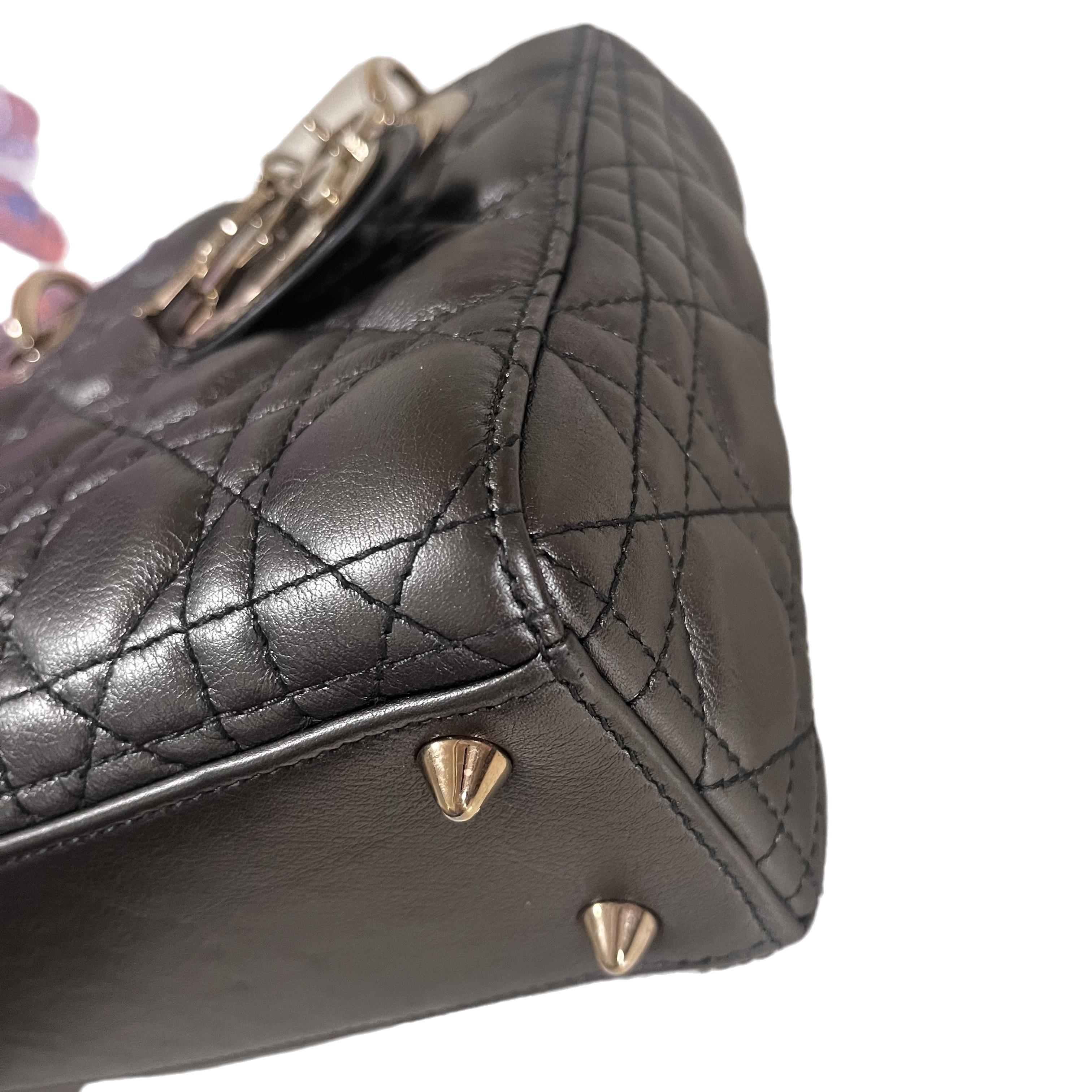 Lady Dior Small ABCdior Gunmetal Grey Cannage Lambskin Handbag with ABC Strap 3