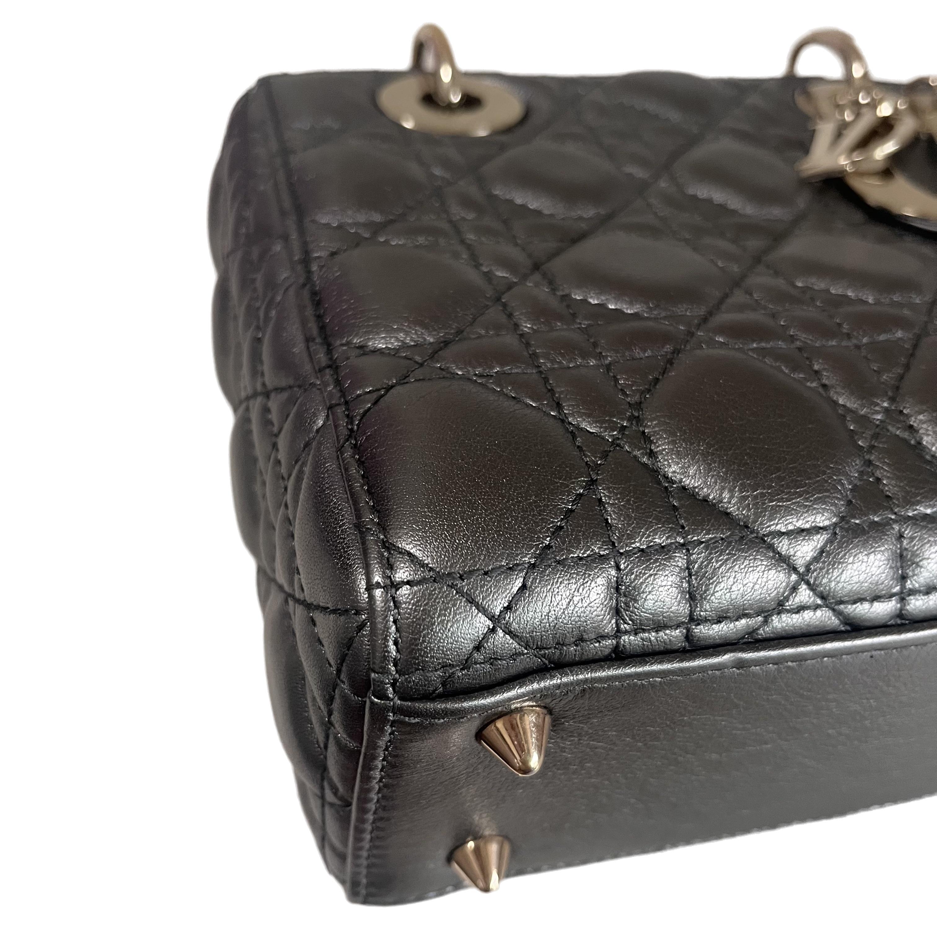 Lady Dior Small ABCdior Gunmetal Grey Cannage Lambskin Handbag with ABC Strap 4