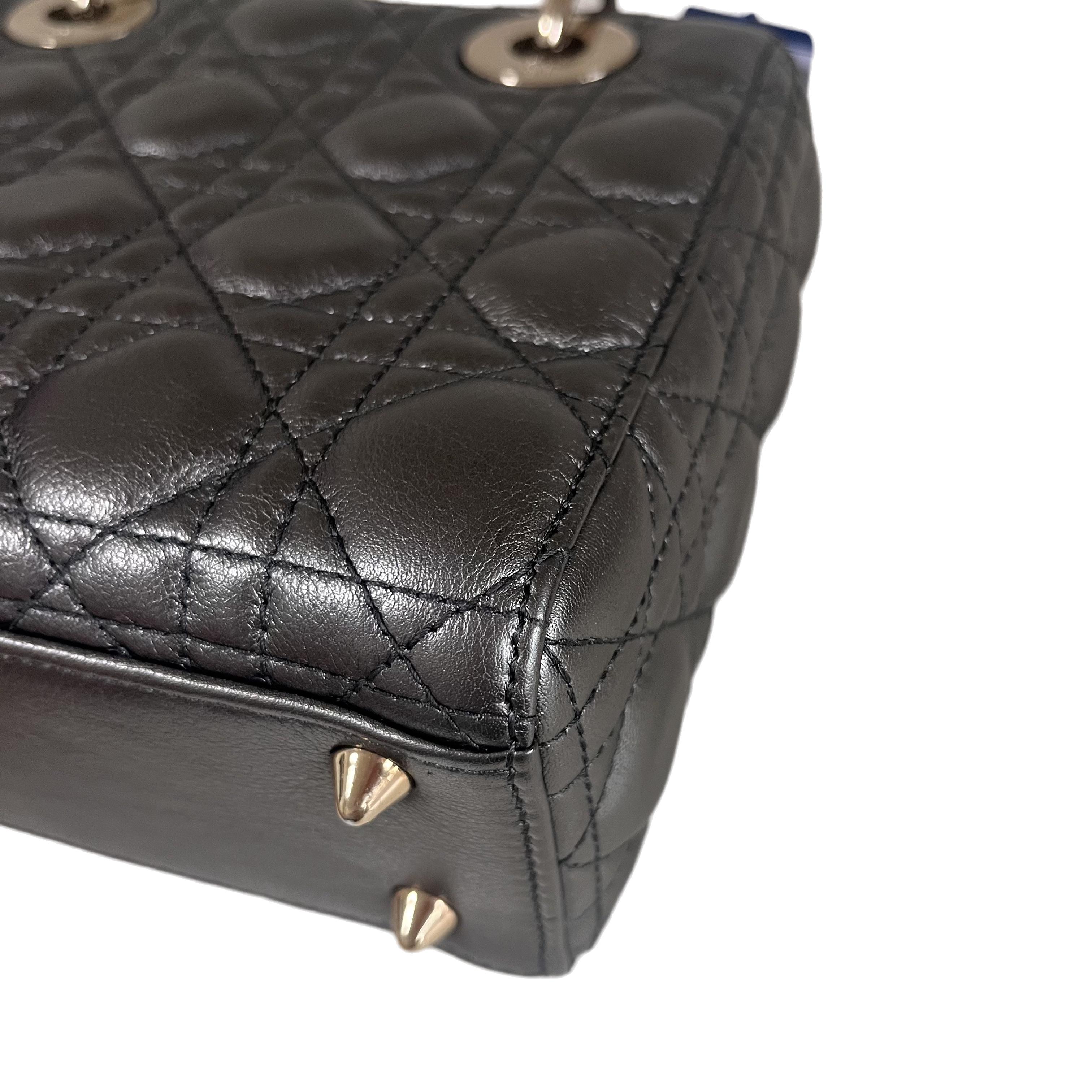 Lady Dior Small ABCdior Gunmetal Grey Cannage Lambskin Handbag with ABC Strap 5