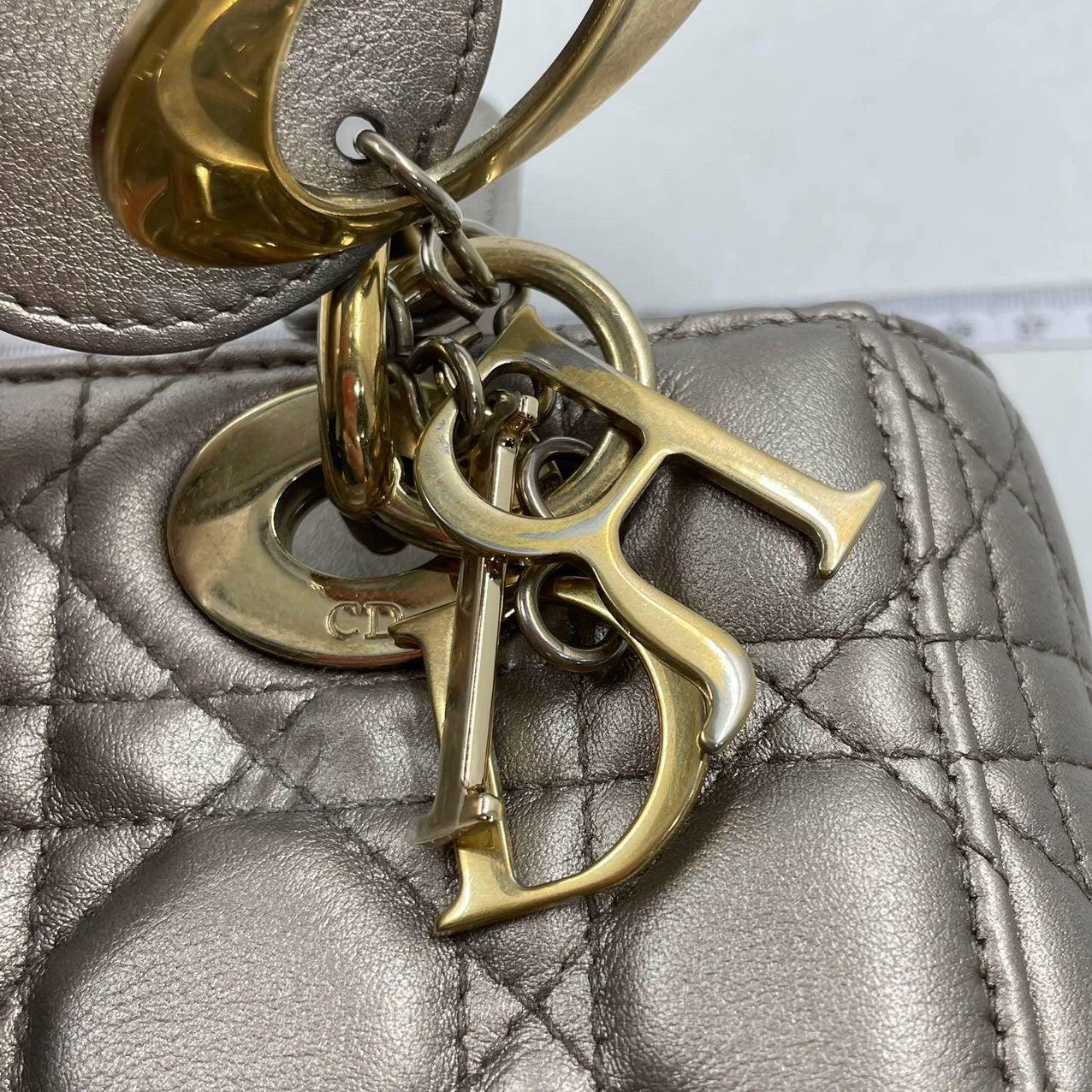 Lady Dior Small ABCdior Light Copper Gold Cannage Lambskin Handbag w/ ABC Strap For Sale 5