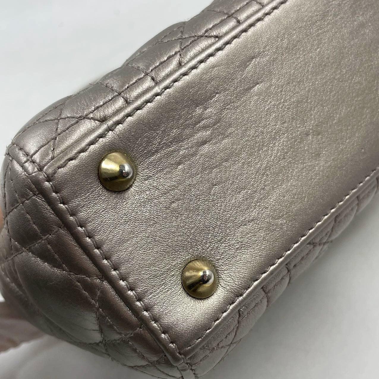 Lady Dior Small ABCdior Light Copper Gold Cannage Lambskin Handbag w/ ABC Strap For Sale 11