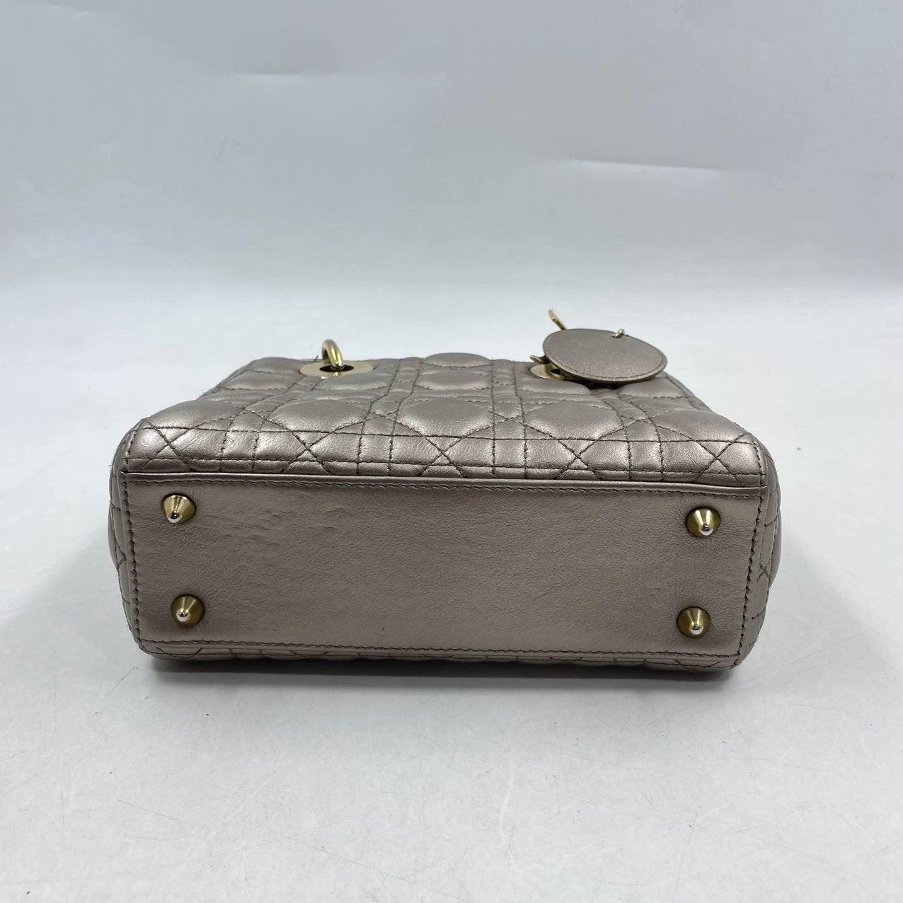 Lady Dior Small ABCdior Light Copper Gold Cannage Lambskin Handbag w/ ABC Strap For Sale 2
