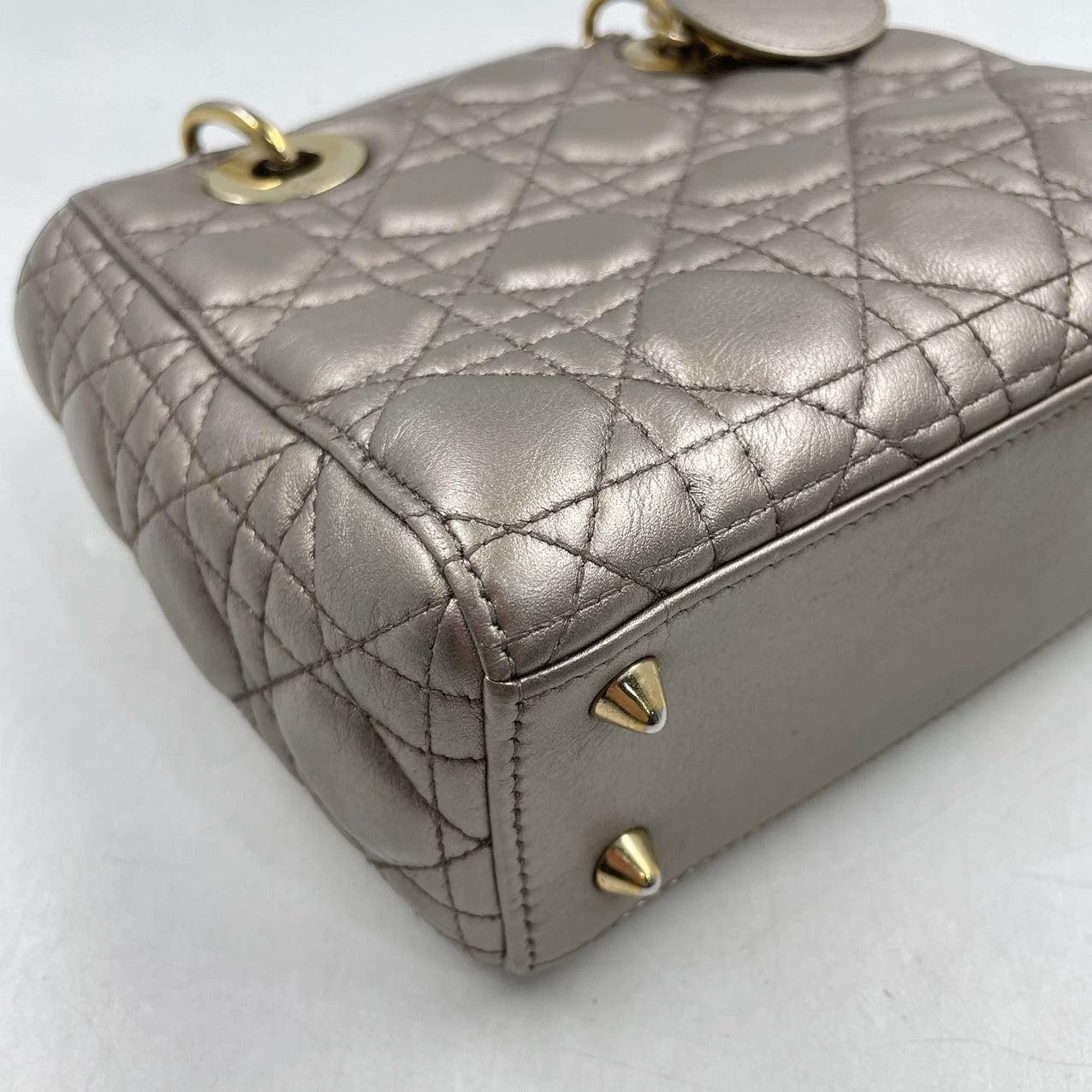 Lady Dior Small ABCdior Light Copper Gold Cannage Lambskin Handbag w/ ABC Strap For Sale 3
