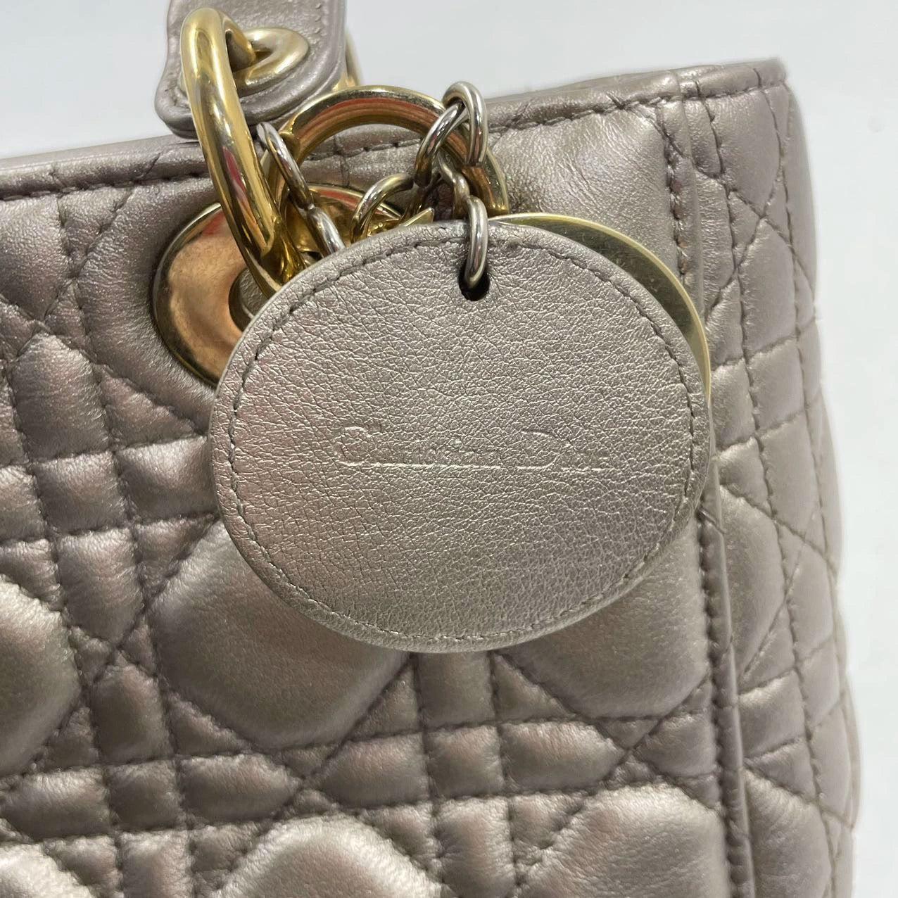 Lady Dior Small ABCdior Light Copper Gold Cannage Lambskin Handbag w/ ABC Strap For Sale 4