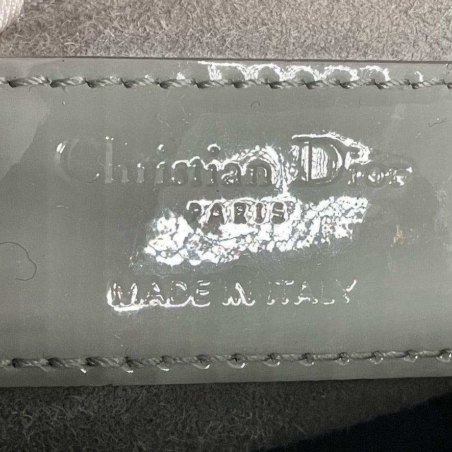 Lady Dior Small Grey Patent Leather with Strap For Sale 2