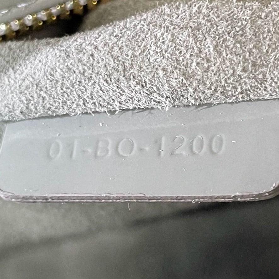 Lady Dior Small Grey Patent Leather with Strap For Sale 3