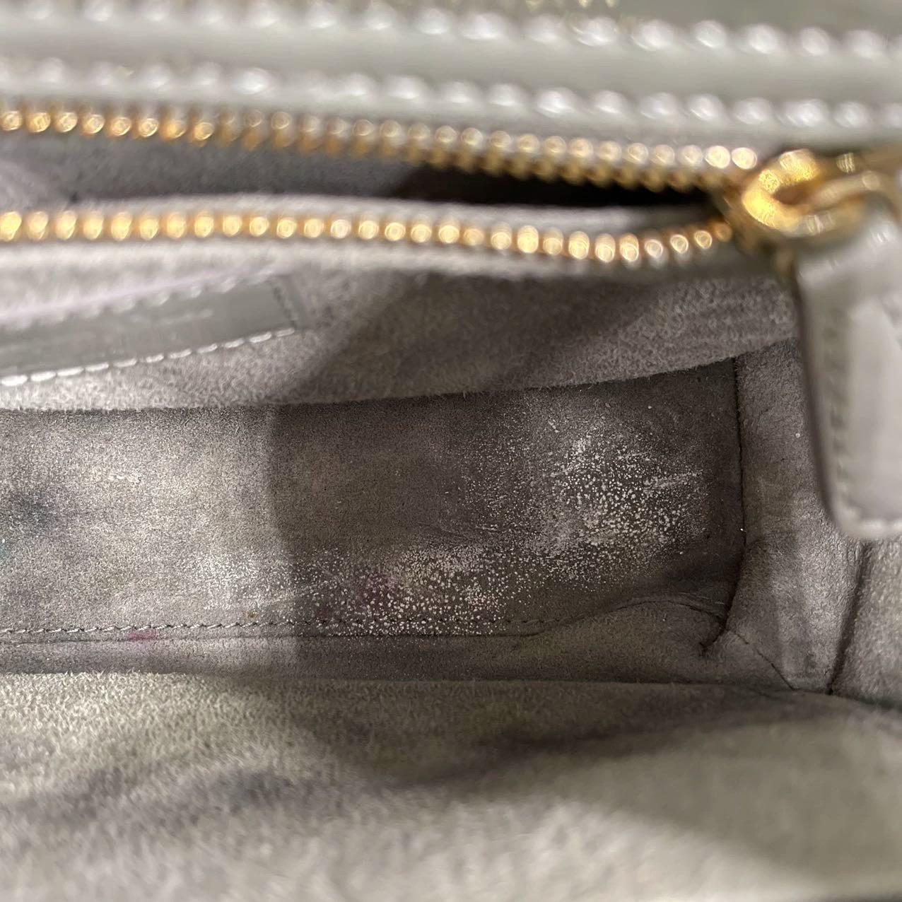 Lady Dior Small Grey Patent Leather with Strap For Sale 5