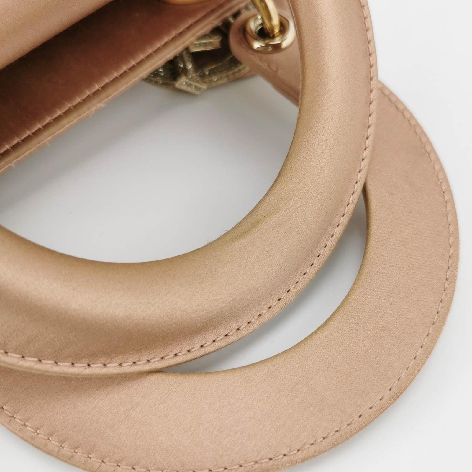 Lady Dior Small My AbcDior 2019 Beige Silk Handbag Crystal Charms 11