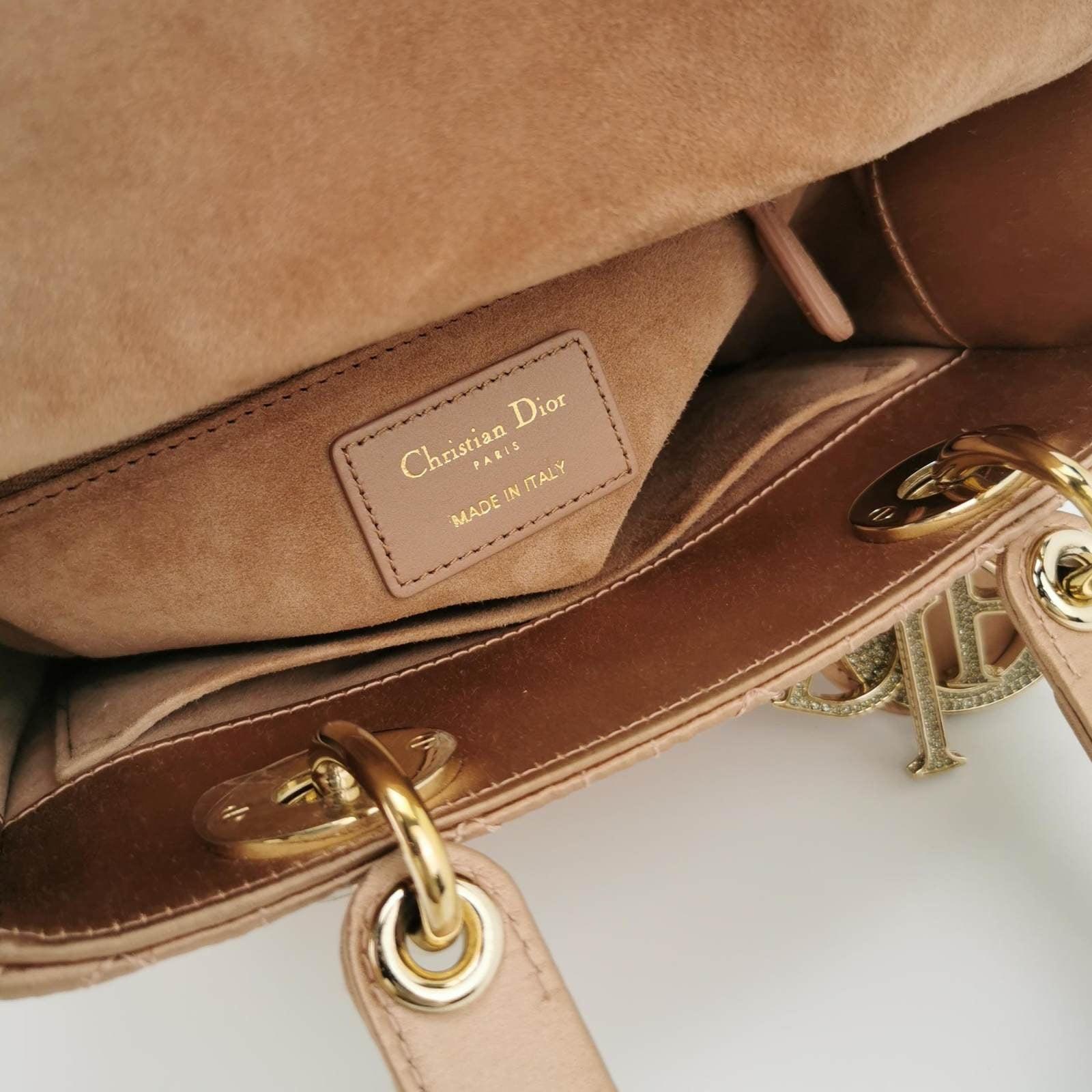 Lady Dior Small My AbcDior 2019 Beige Silk Handbag Crystal Charms 3