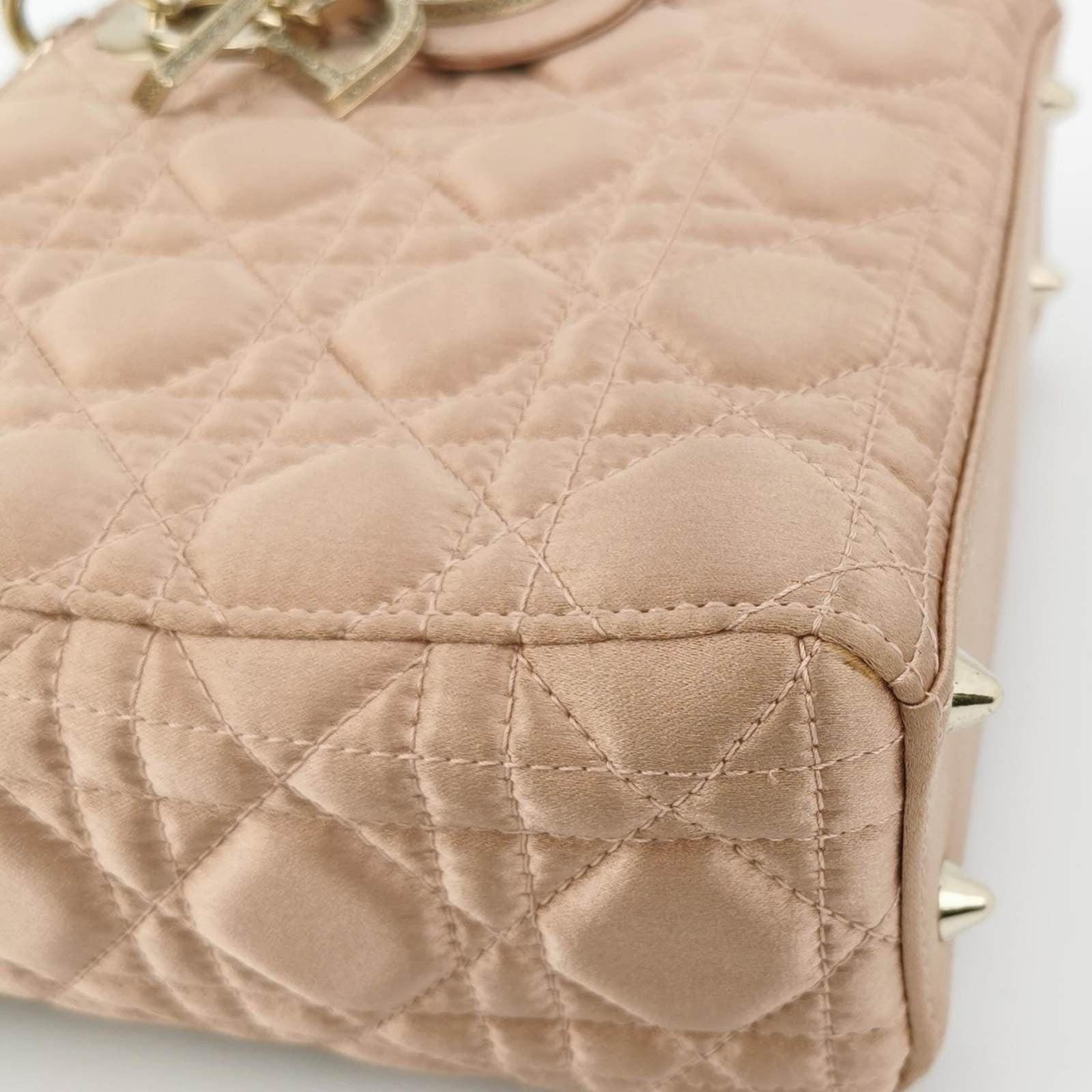 Lady Dior Small My AbcDior 2019 Beige Silk Handbag Crystal Charms 5