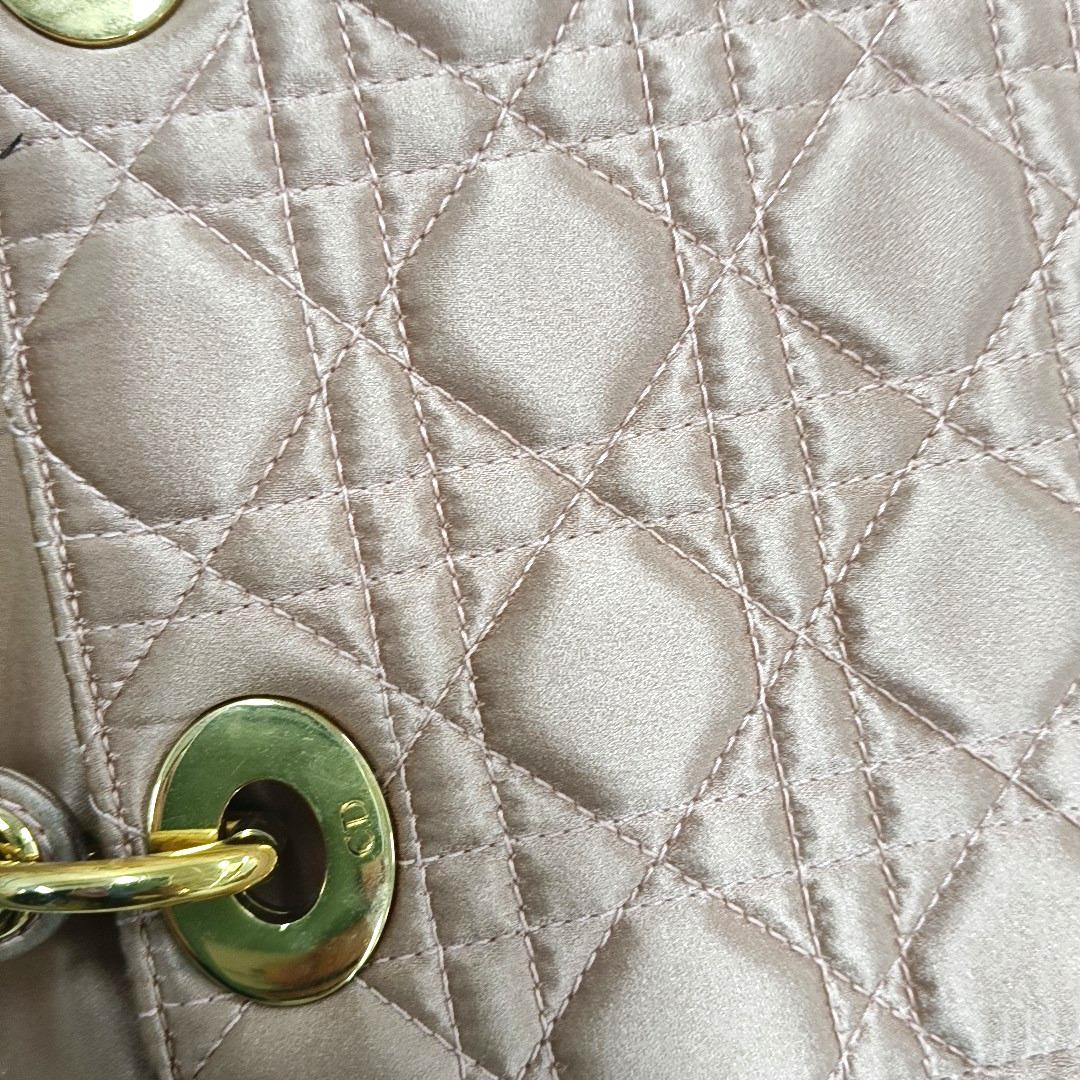 Lady Dior Small My AbcDior Beige Silk Handbag Crystal Charms 9