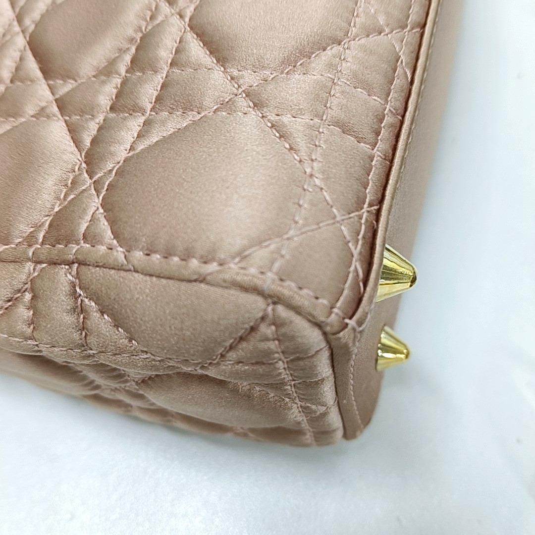 Lady Dior Small My AbcDior Beige Silk Handbag Crystal Charms 10