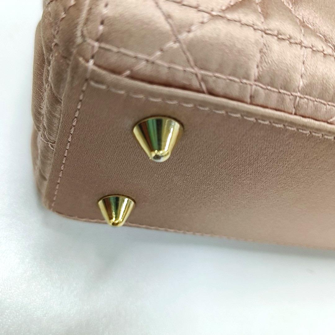 Lady Dior Small My AbcDior Beige Silk Handbag Crystal Charms 11