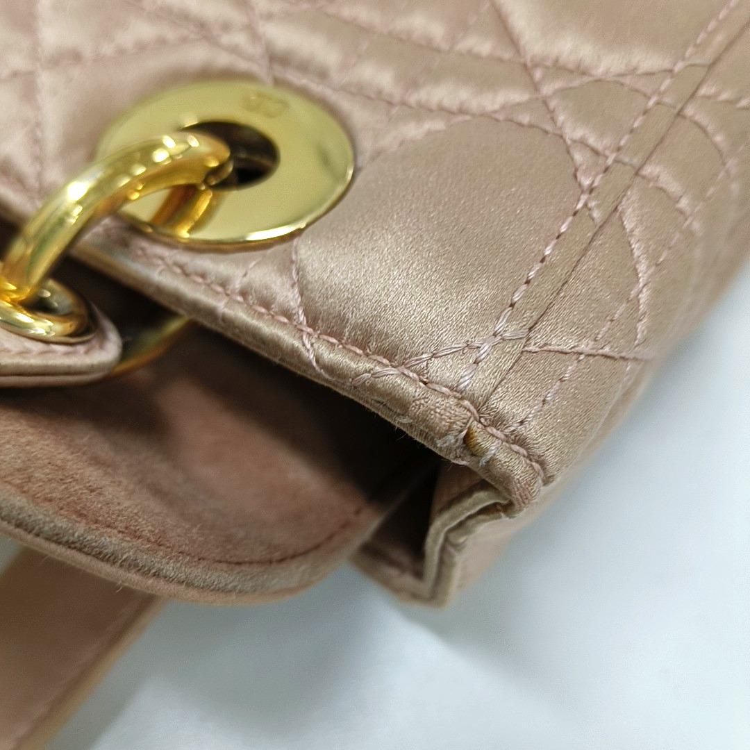 Lady Dior Small My AbcDior Beige Silk Handbag Crystal Charms 12