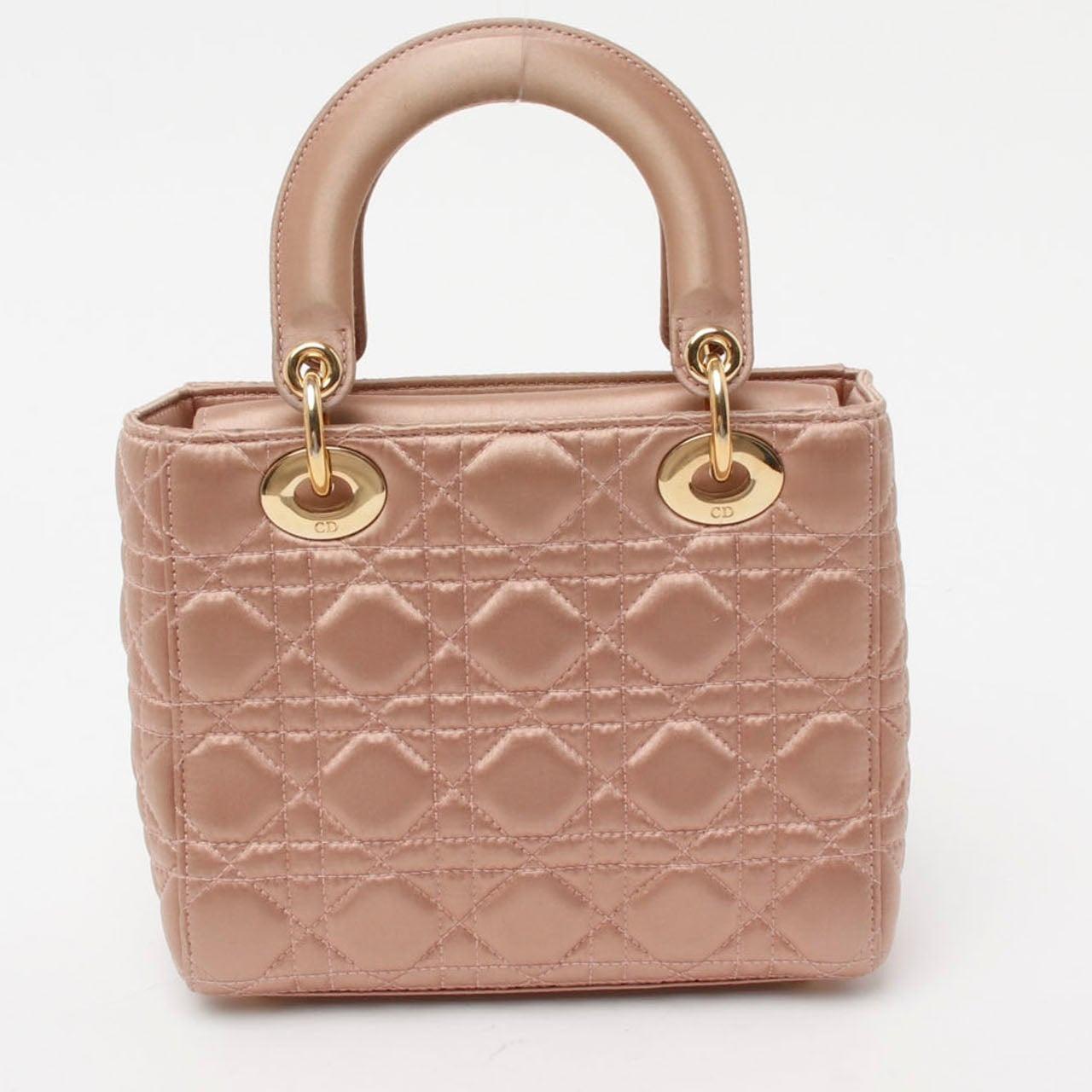 Women's Lady Dior Small My AbcDior Beige Silk Handbag Crystal Charms
