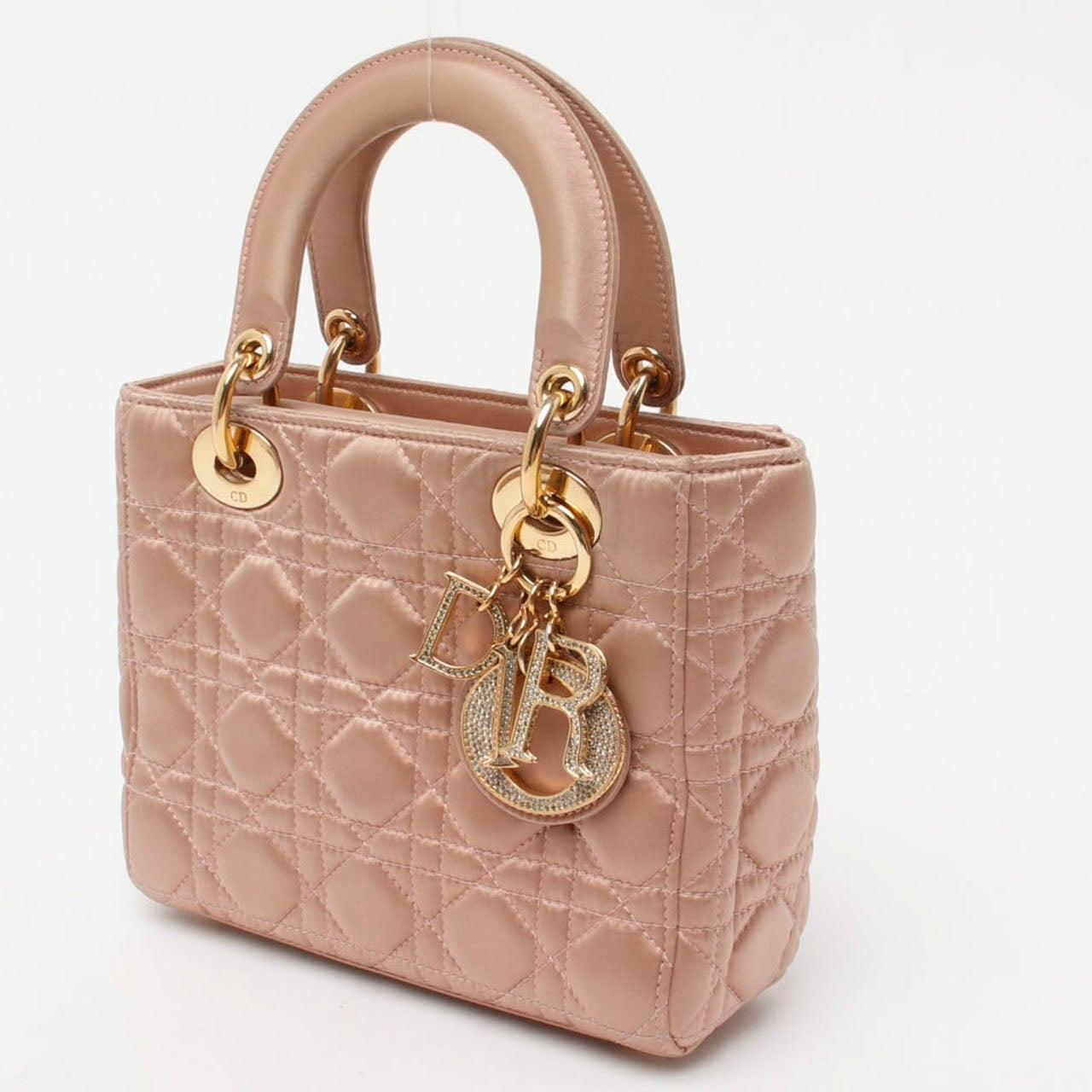 Lady Dior Small My AbcDior Beige Silk Handbag Crystal Charms 1