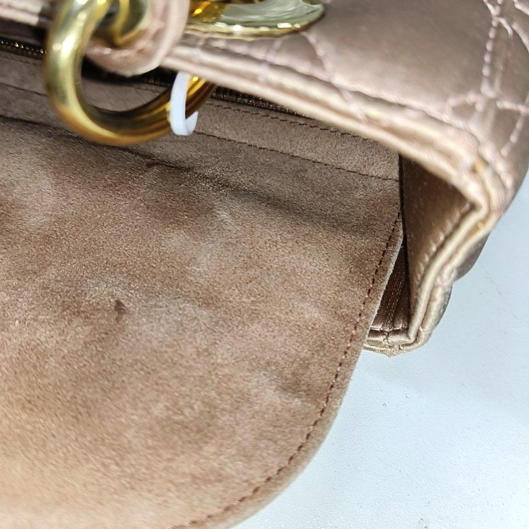 Lady Dior Small My AbcDior Beige Silk Handbag Crystal Charms 5