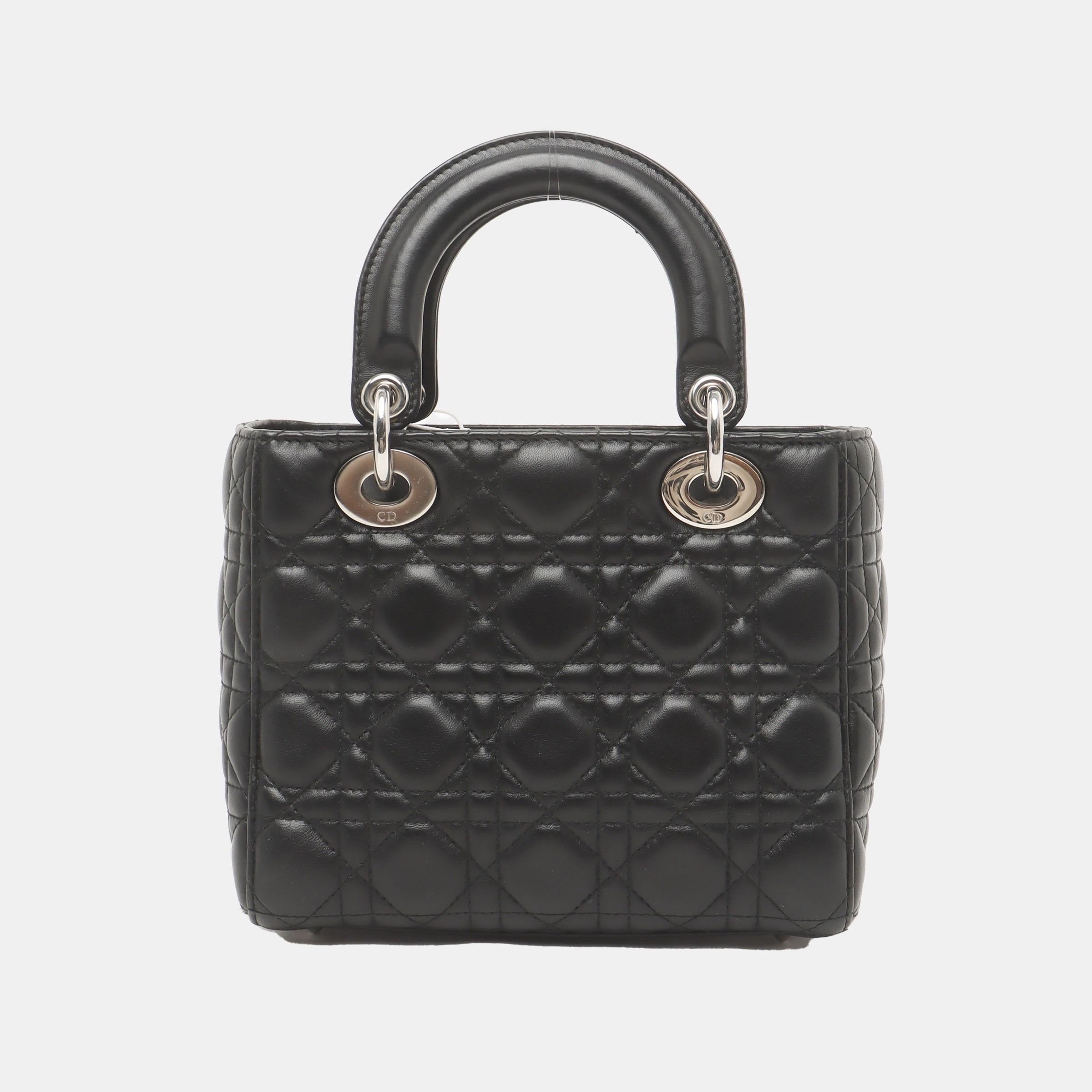 Lady Dior Small My Abcdior Black Lambskin Leather Silver Hardware 1