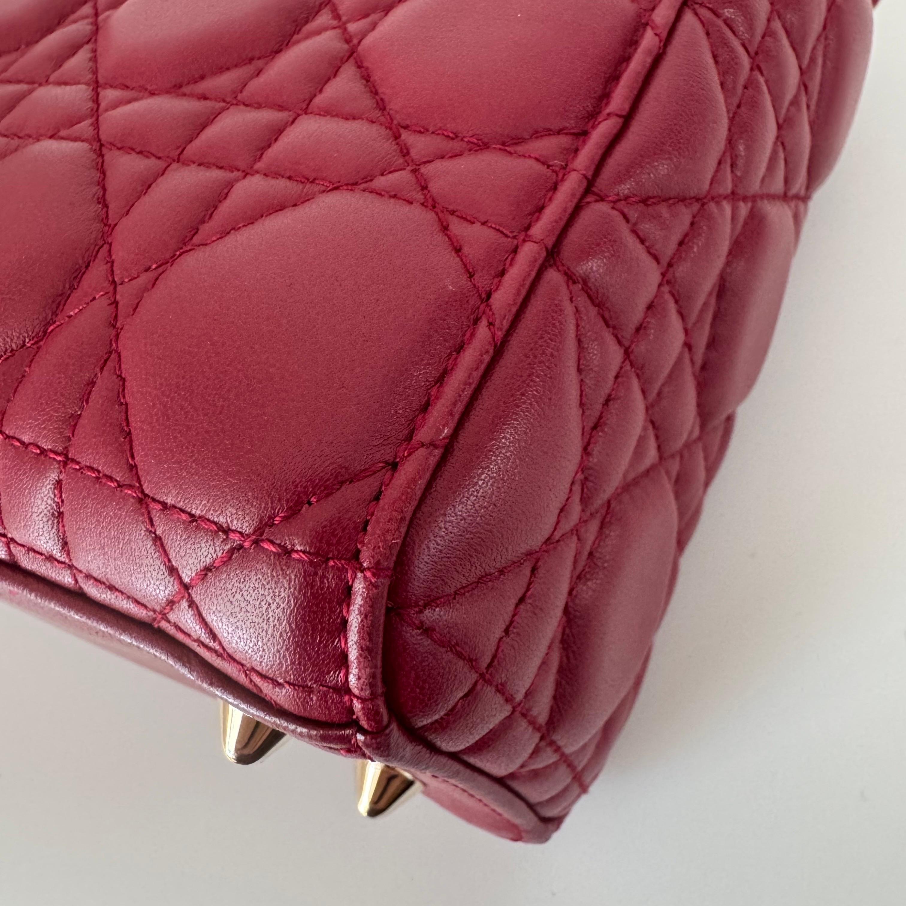 Lady Dior Small My Abcdior Burgundy Lambskin Cannage Leather Gold Hardware 2017 For Sale 7