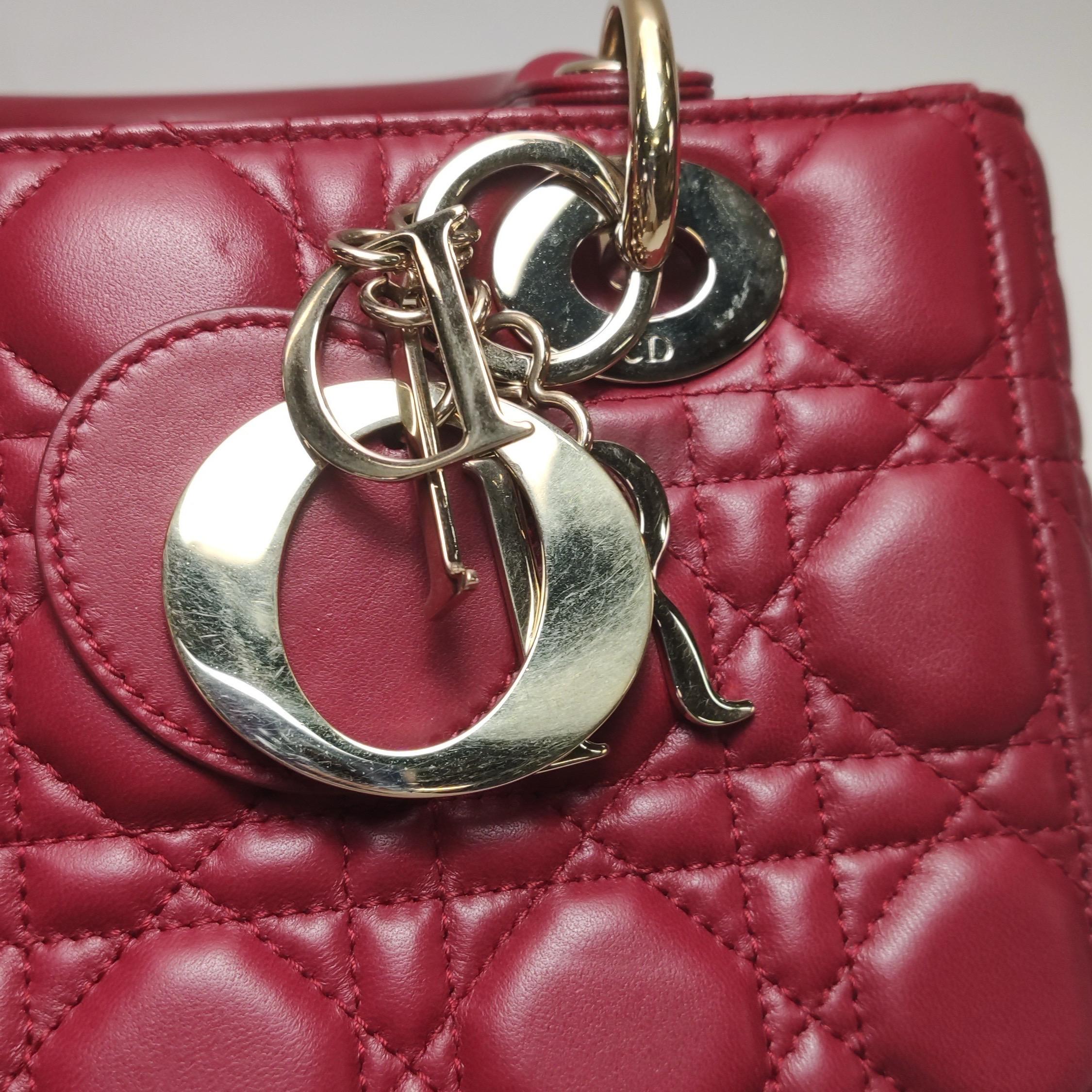 Lady Dior Petit My Abcdior Bourgogne Lambskin Cannage Cuir Or Hardware 2017 en vente 7