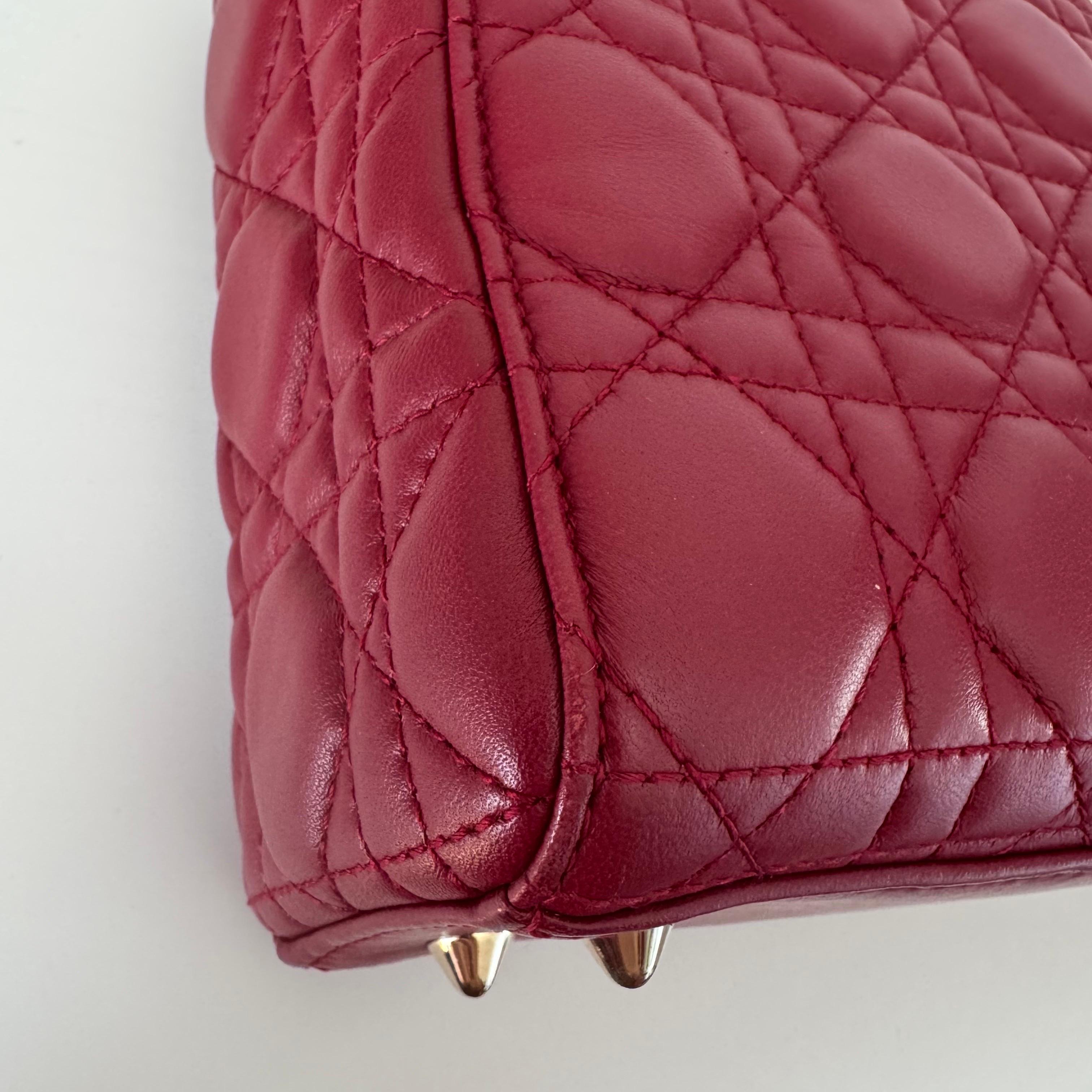 Lady Dior Small My Abcdior Burgundy Lambskin Cannage Leather Gold Hardware 2017 For Sale 8