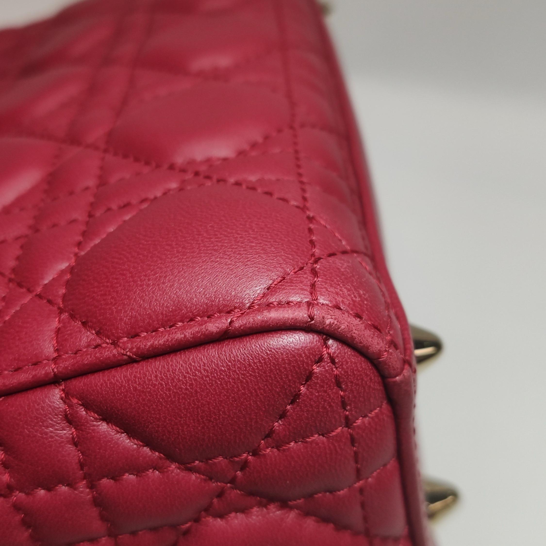 Lady Dior Petit My Abcdior Bourgogne Lambskin Cannage Cuir Or Hardware 2017 en vente 8