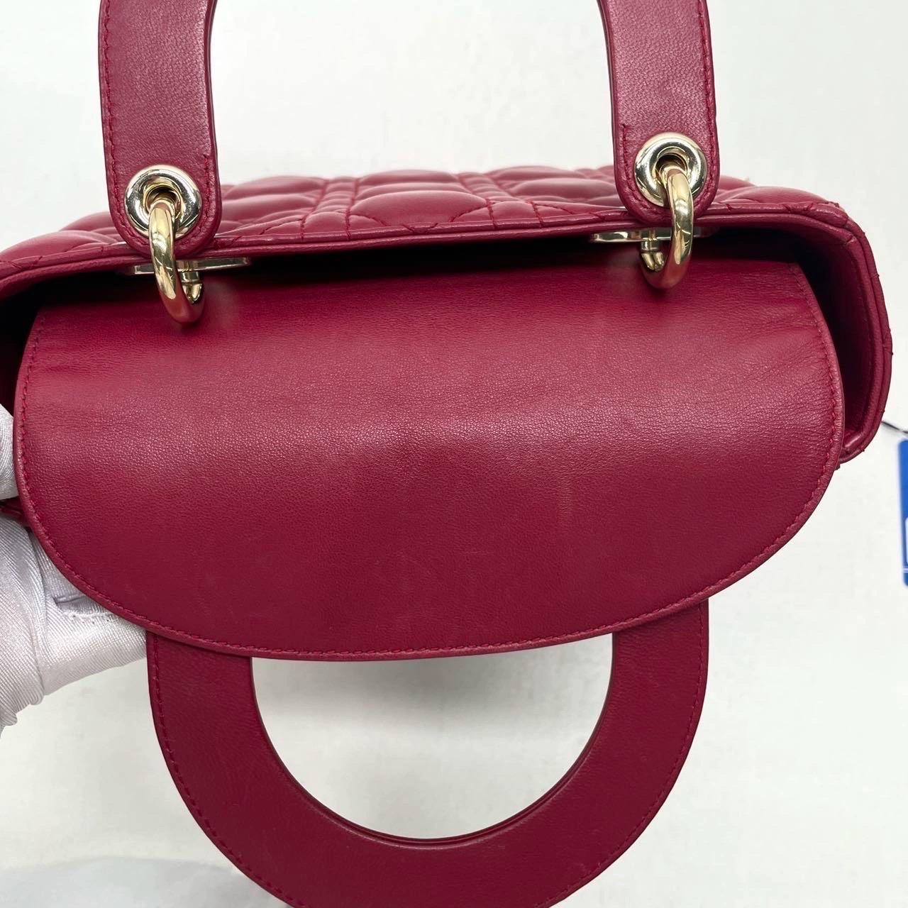 Lady Dior Small My Abcdior Burgundy Lambskin Cannage Leather Gold Hardware 2017 For Sale 12