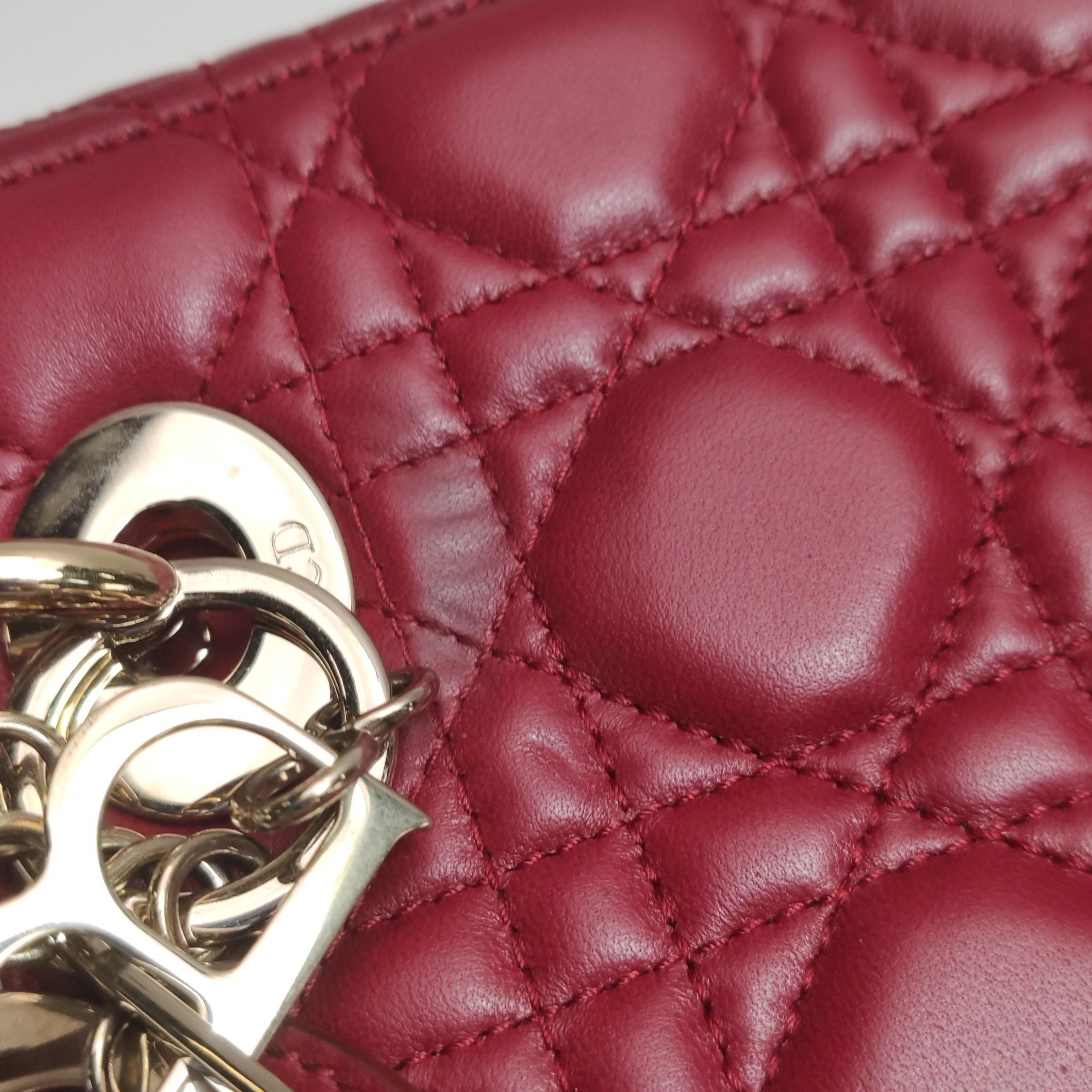 Lady Dior Petit My Abcdior Bourgogne Lambskin Cannage Cuir Or Hardware 2017 en vente 12