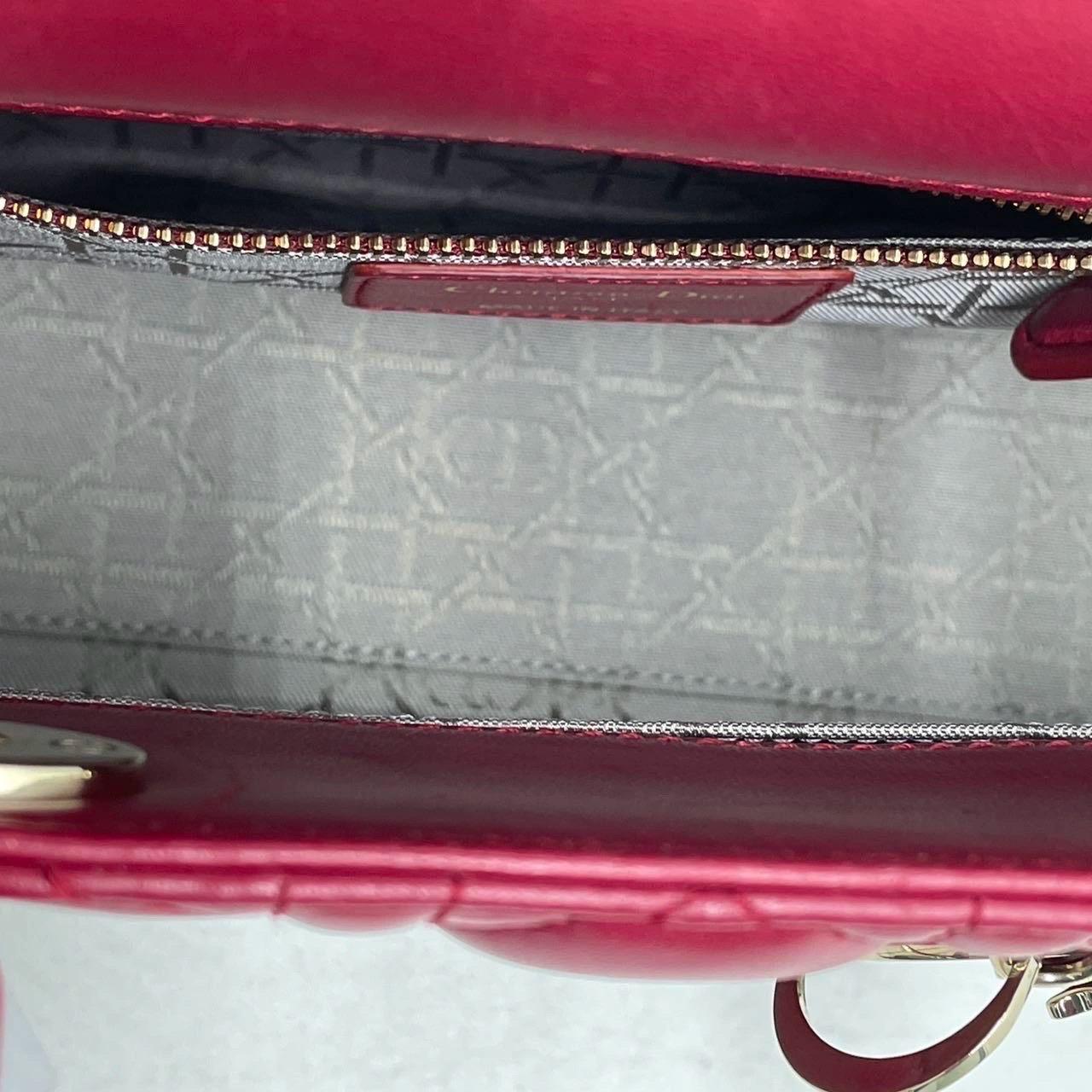 Lady Dior Small My Abcdior Burgundy Lambskin Cannage Leather Gold Hardware 2017 For Sale 13