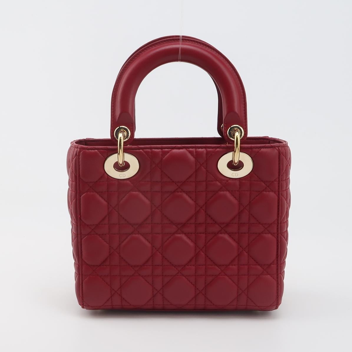 Lady Dior Petit My Abcdior Bourgogne Lambskin Cannage Cuir Or Hardware 2017 Pour femmes en vente