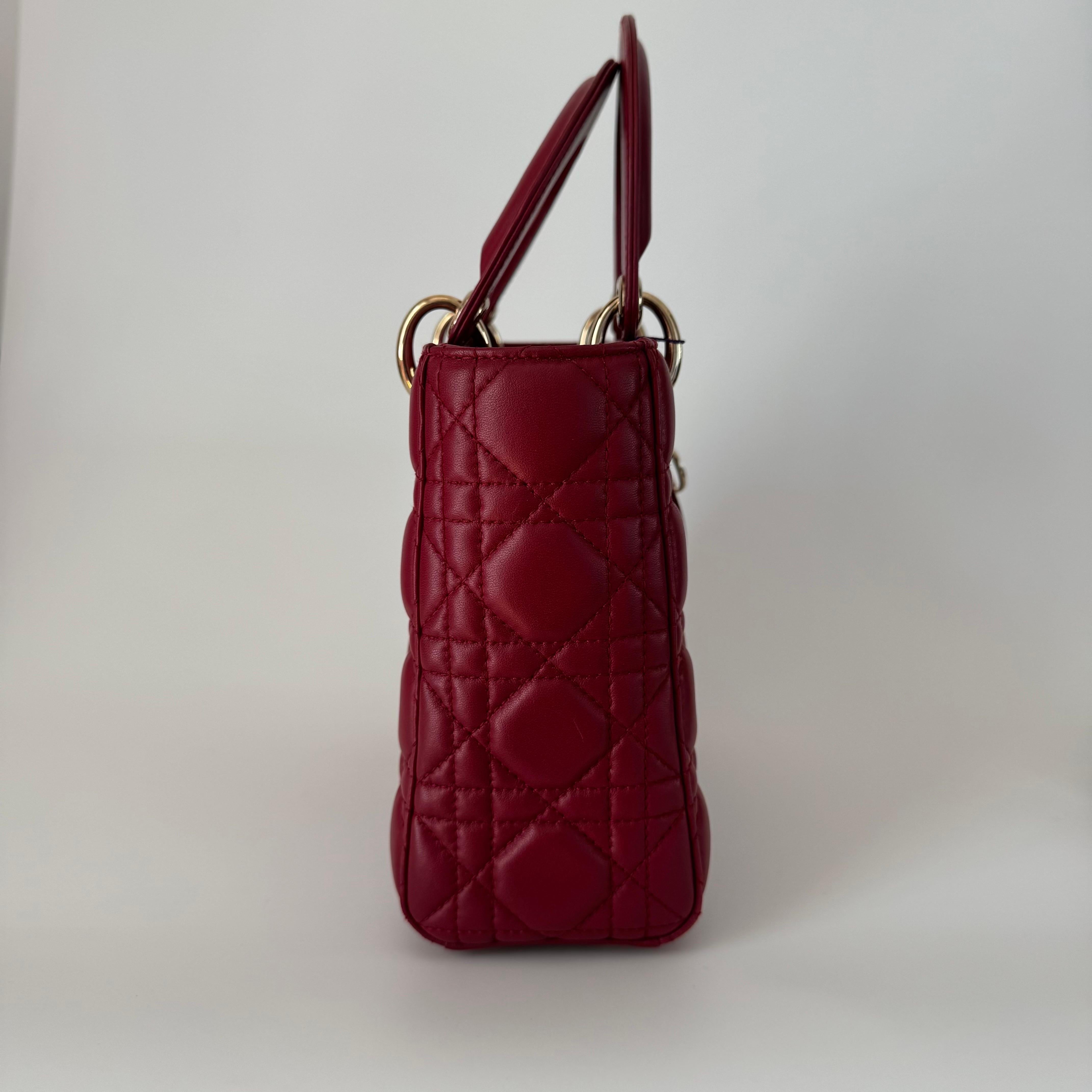 Women's Lady Dior Small My Abcdior Burgundy Lambskin Cannage Leather Gold Hardware 2017 For Sale