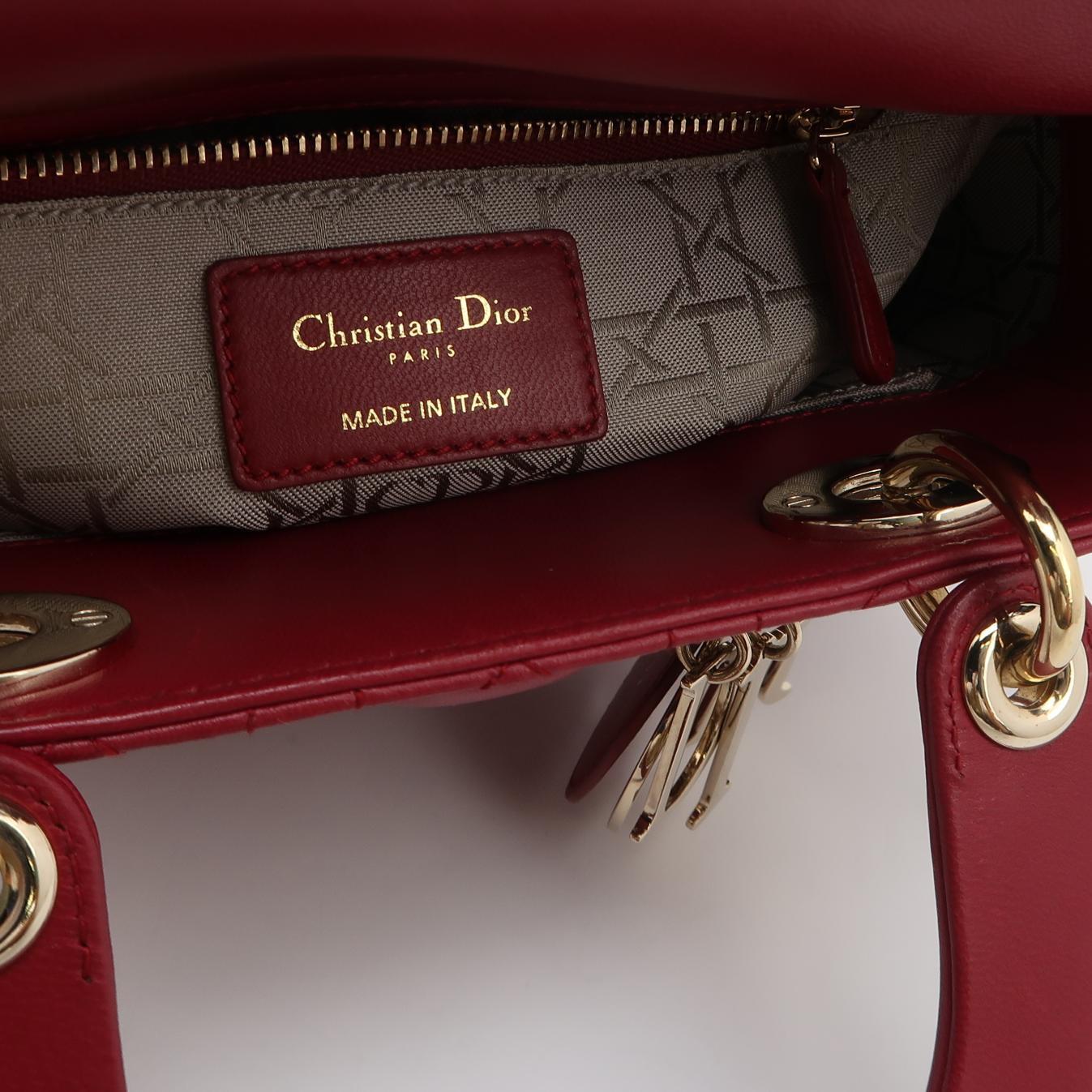 Lady Dior Petit My Abcdior Bourgogne Lambskin Cannage Cuir Or Hardware 2017 en vente 1