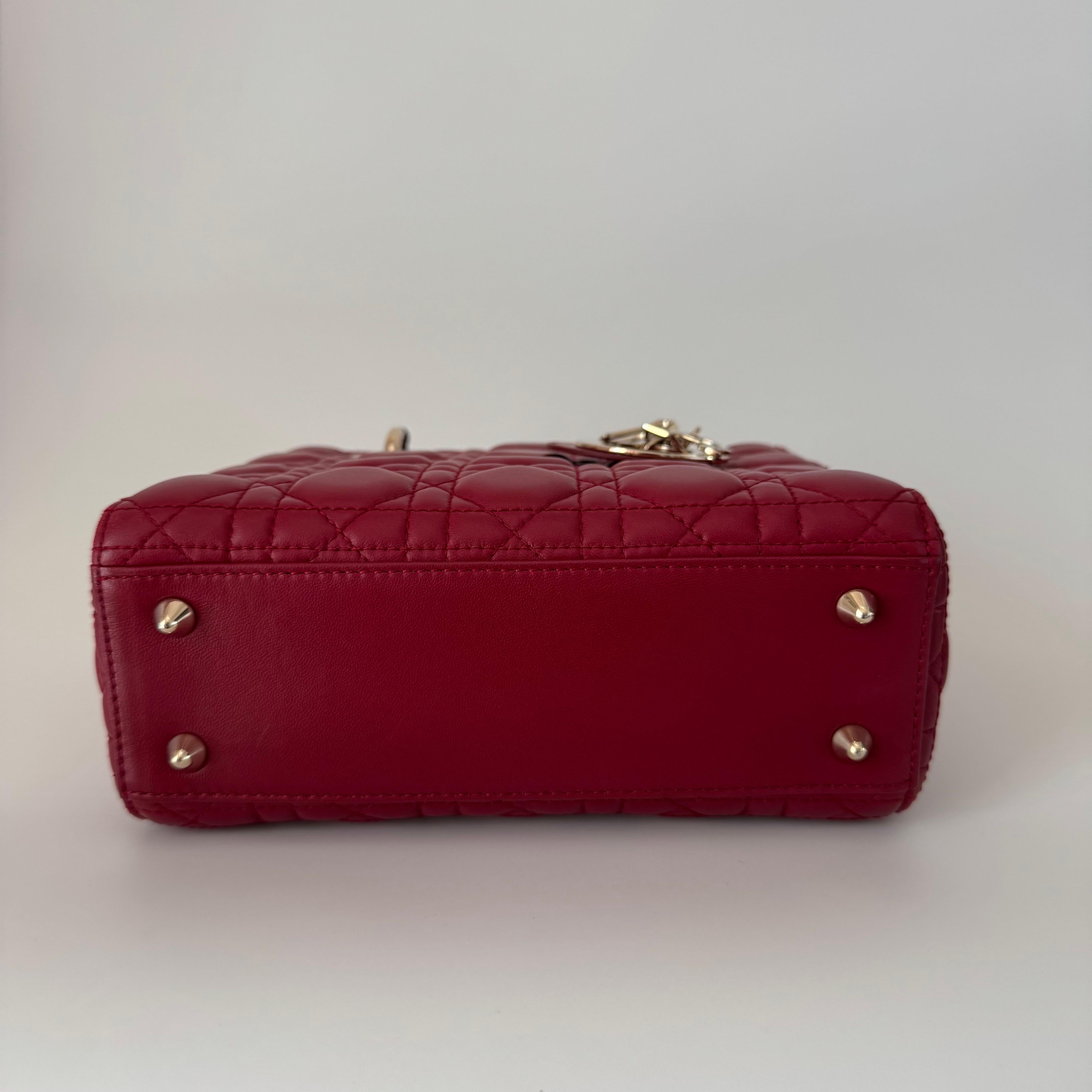 Lady Dior Small My Abcdior Burgundy Lambskin Cannage Leather Gold Hardware 2017 For Sale 1