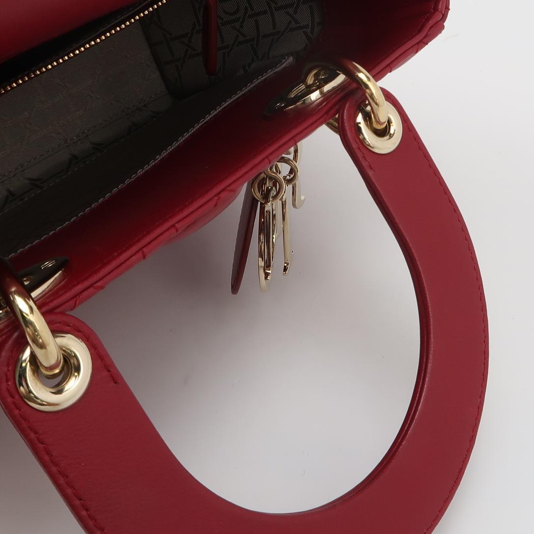 Lady Dior Petit My Abcdior Bourgogne Lambskin Cannage Cuir Or Hardware 2017 en vente 2