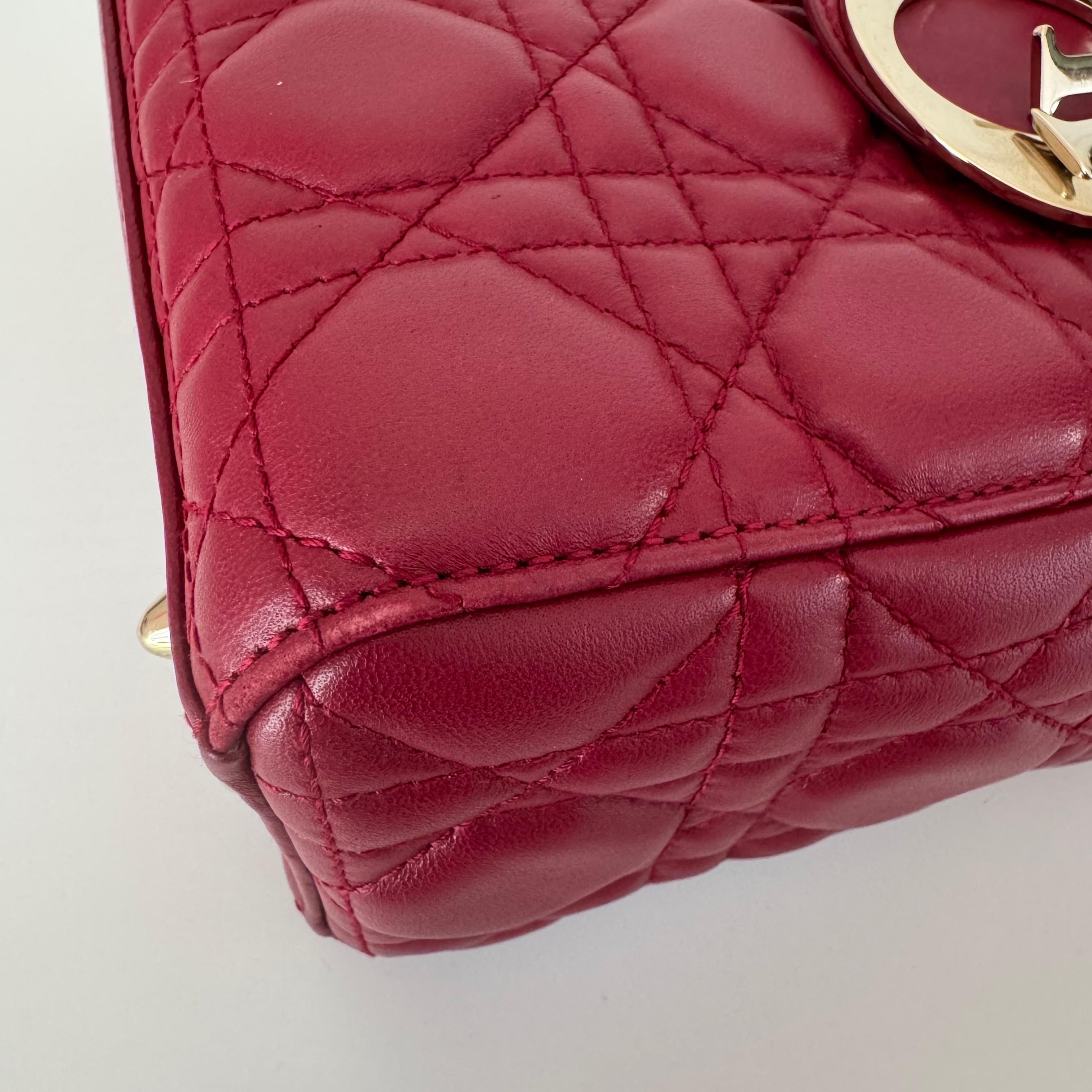 Lady Dior Small My Abcdior Burgundy Lambskin Cannage Leather Gold Hardware 2017 For Sale 2