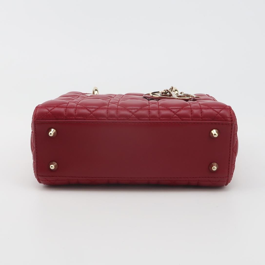 Lady Dior Petit My Abcdior Bourgogne Lambskin Cannage Cuir Or Hardware 2017 en vente 3