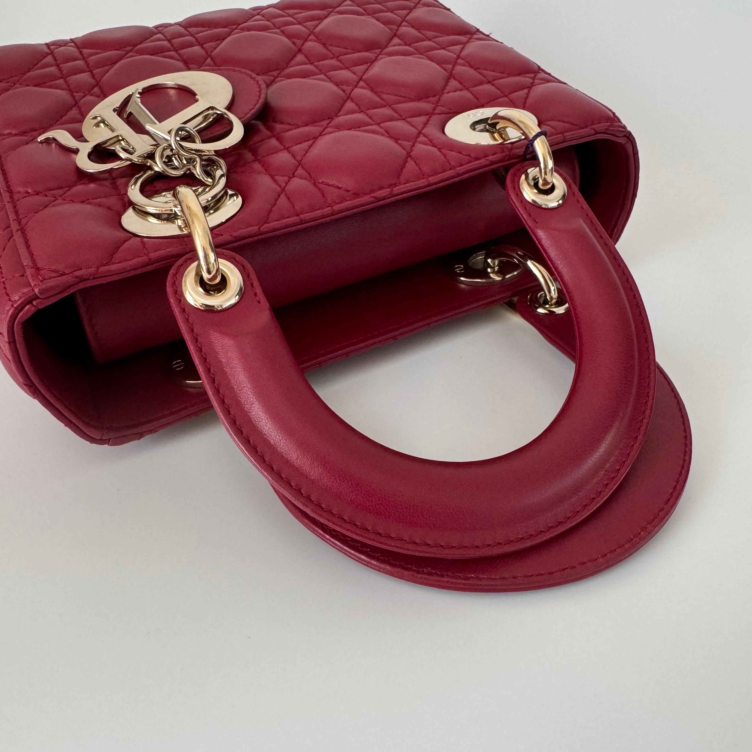 Lady Dior Small My Abcdior Burgundy Lambskin Cannage Leather Gold Hardware 2017 For Sale 4