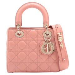 Lady Dior Small My ABCDior Cannage Lambskin Leather 2-Ways Tote Bag Pink